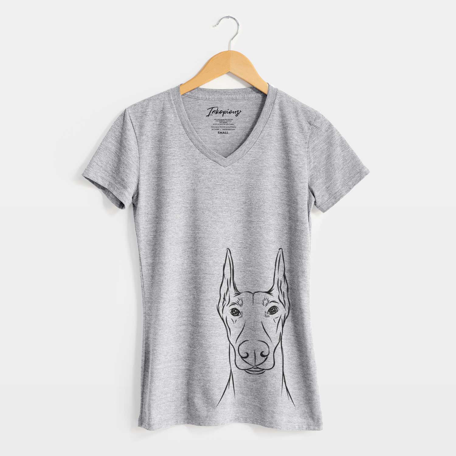 Bare Duke the Doberman Pinscher - Women's V-neck Shirt