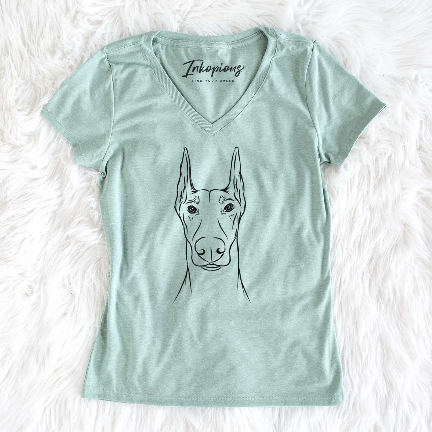 Bare Duke the Doberman Pinscher - Women's V-neck Shirt