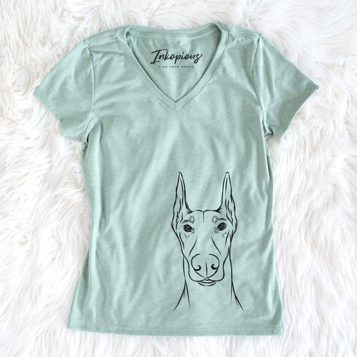 Bare Duke the Doberman Pinscher - Women's V-neck Shirt