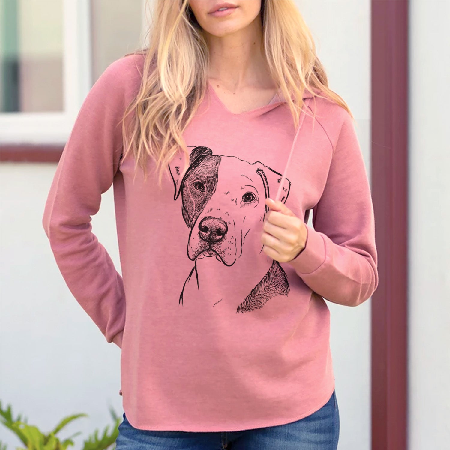 Bare Duke the American Staffordshire Terrier Mix - Cali Wave Hooded Sweatshirt