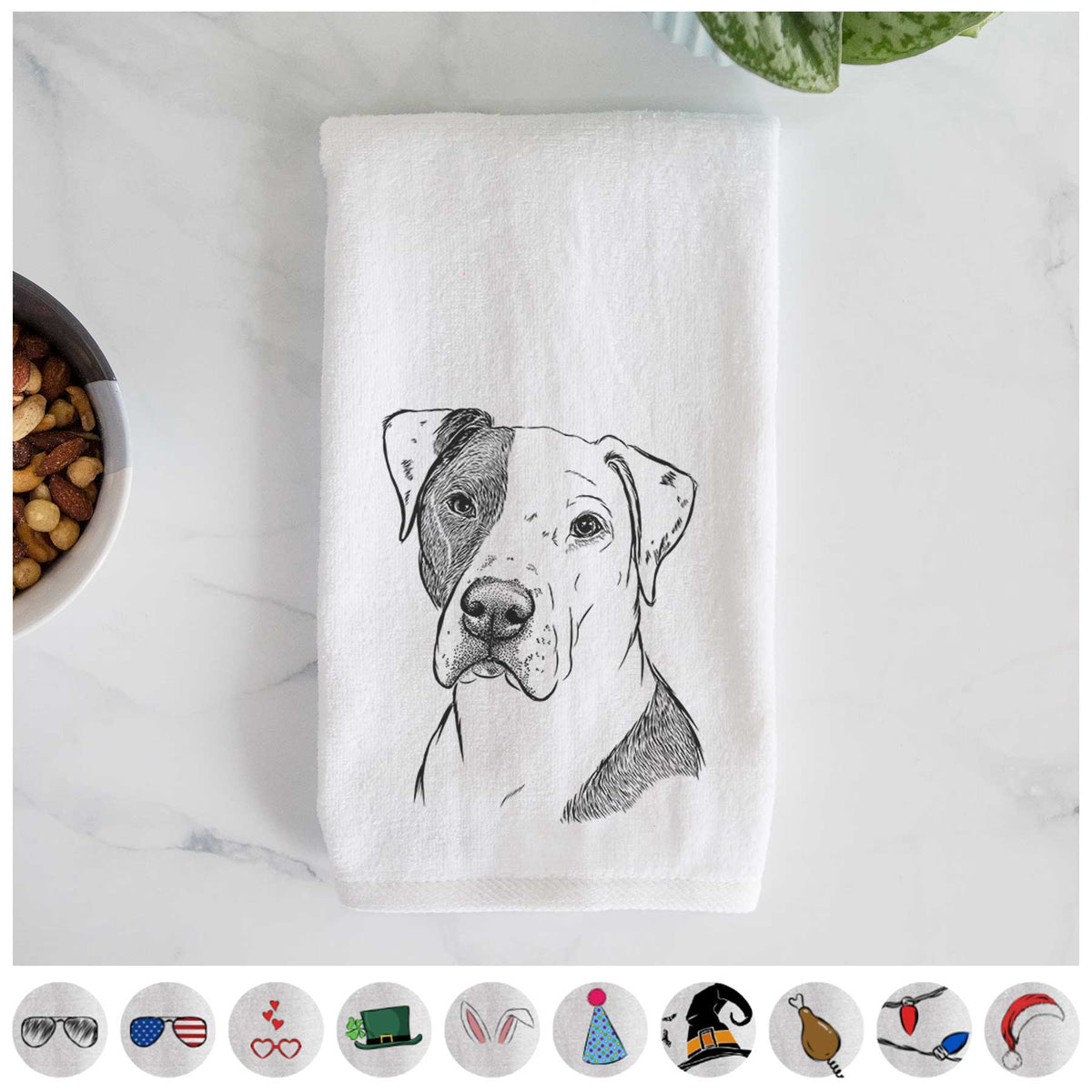 Duke the American Staffordshire Terrier Mix Decorative Hand Towel