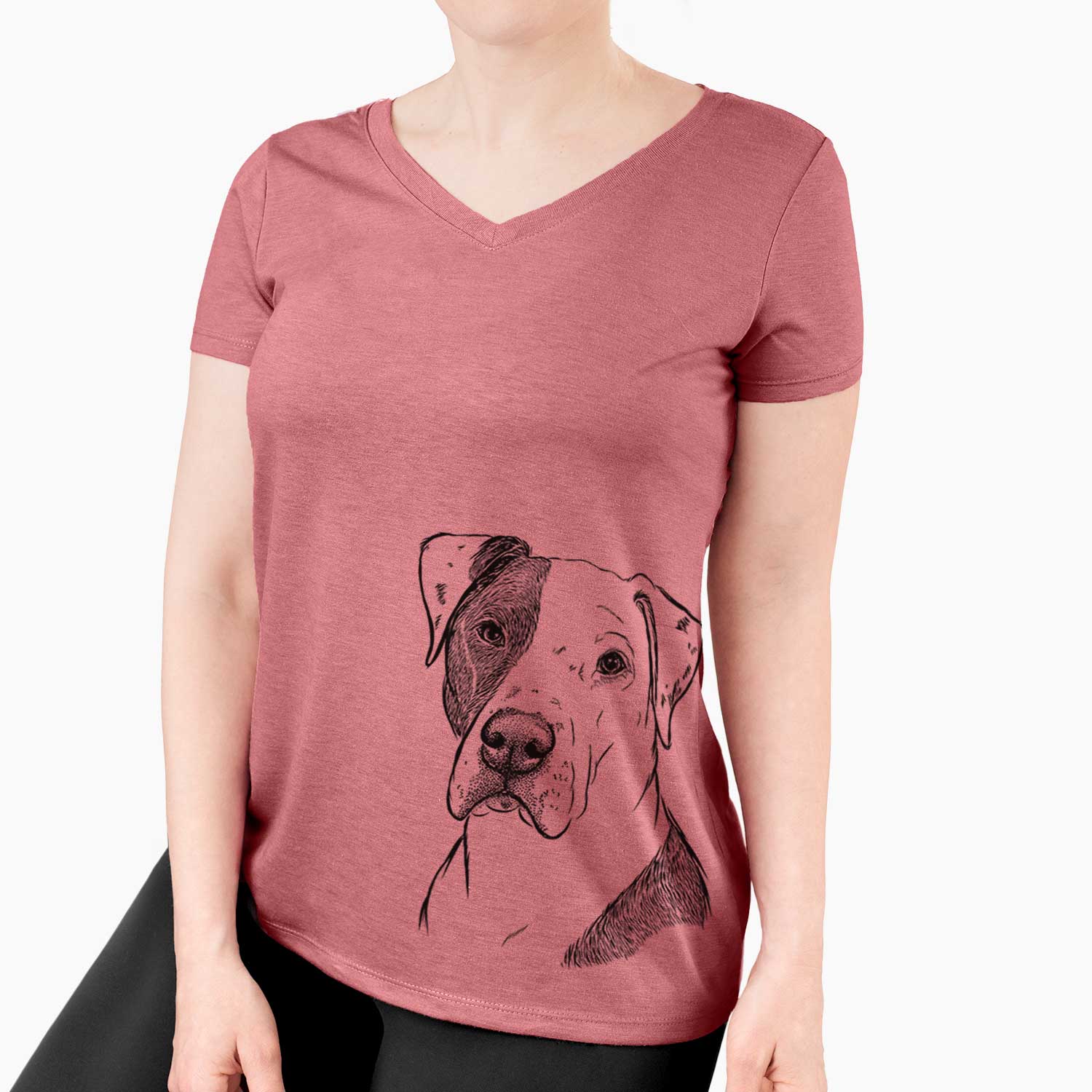 Bare Duke the American Staffordshire Terrier Mix - Women's V-neck Shirt