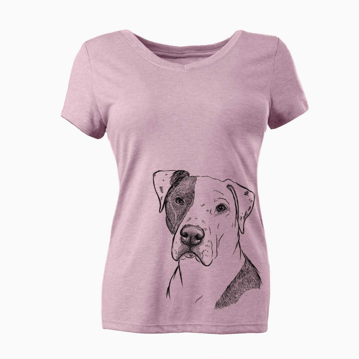Bare Duke the American Staffordshire Terrier Mix - Women's V-neck Shirt