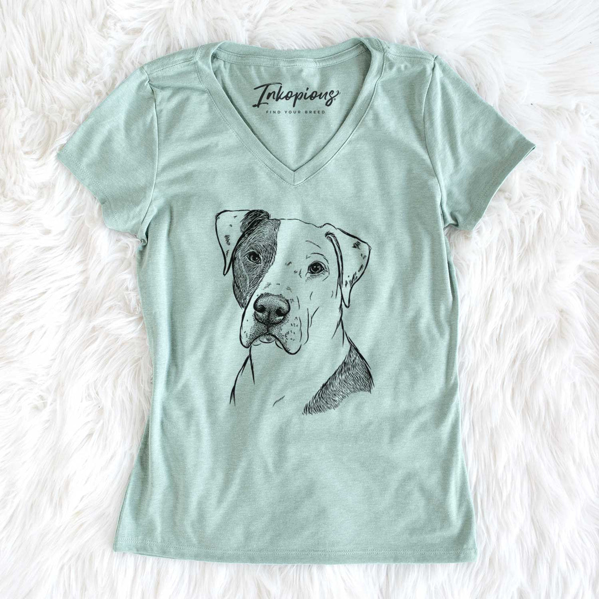 Bare Duke the American Staffordshire Terrier Mix - Women's V-neck Shirt