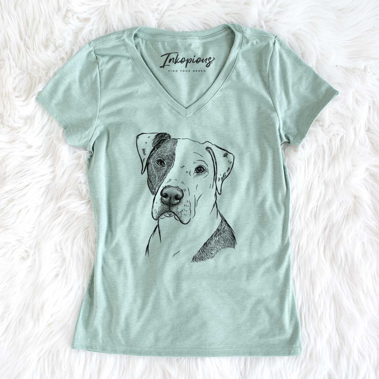 Bare Duke the American Staffordshire Terrier Mix - Women's V-neck Shirt