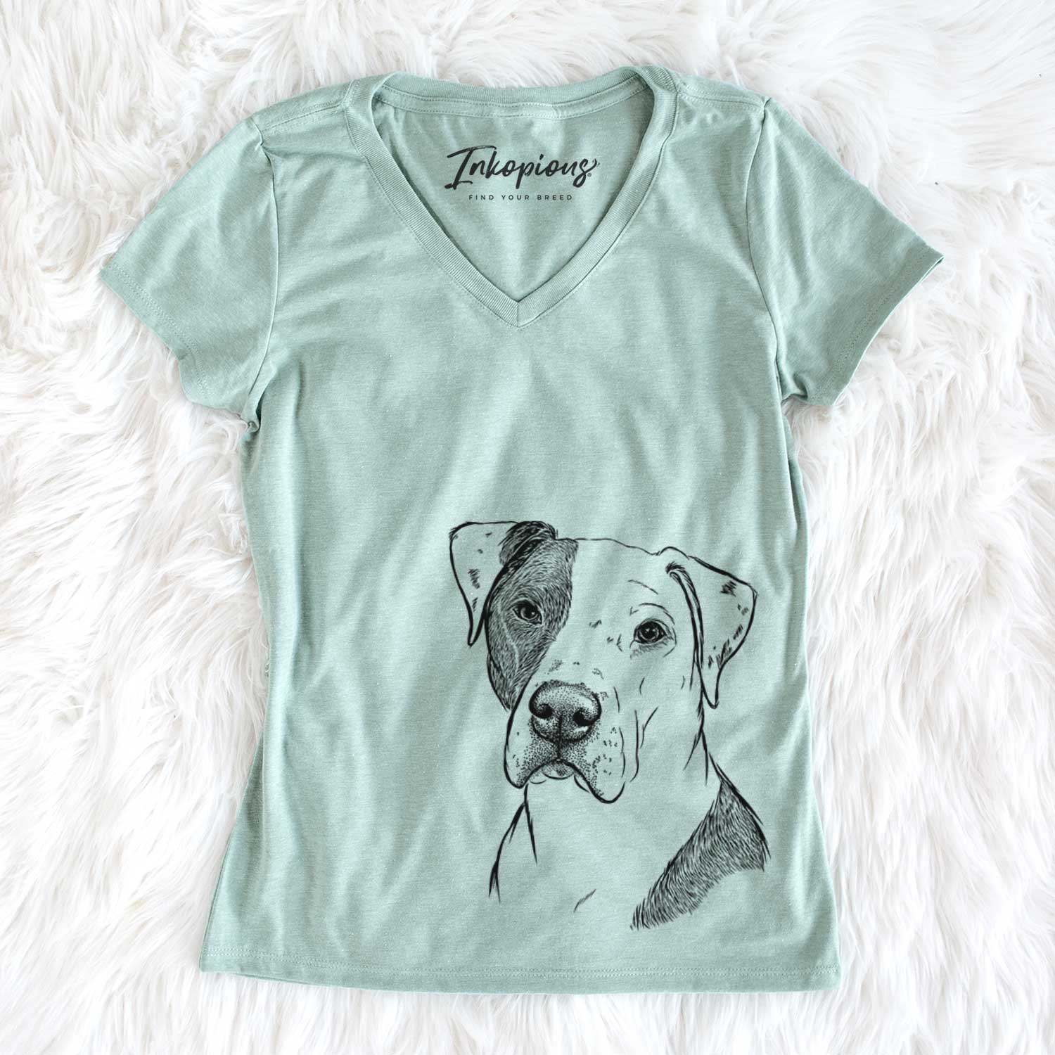 Bare Duke the American Staffordshire Terrier Mix - Women's V-neck Shirt