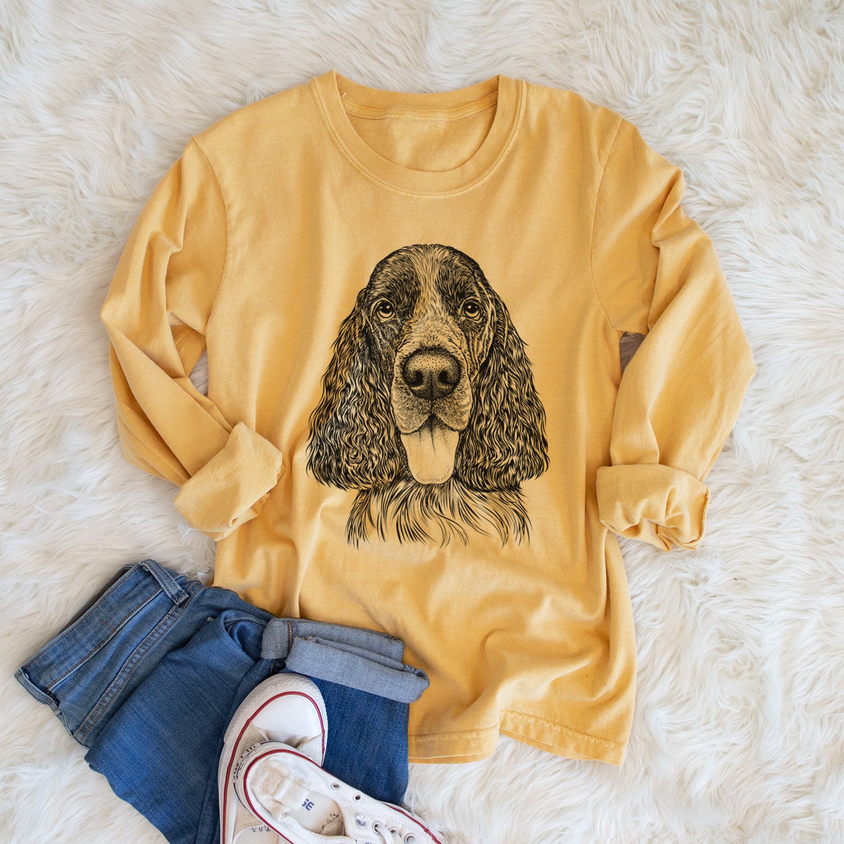 Bare Duke the English Springer Spaniel - Heavyweight 100% Cotton Long Sleeve