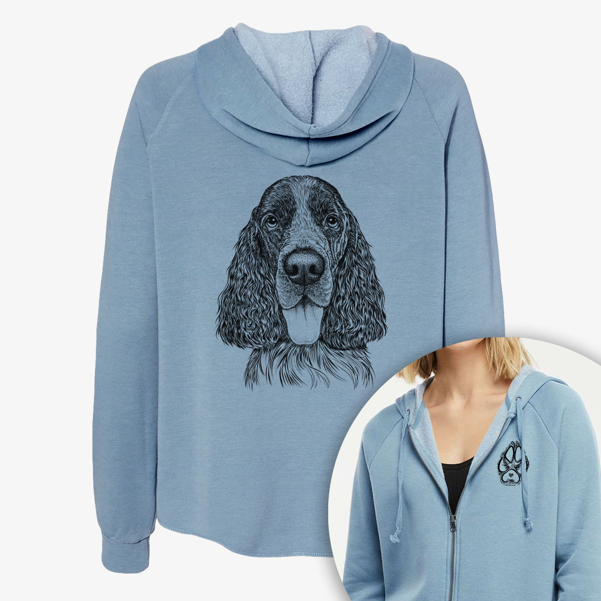 Duke the English Springer Spaniel - Women&#39;s Cali Wave Zip-Up Sweatshirt