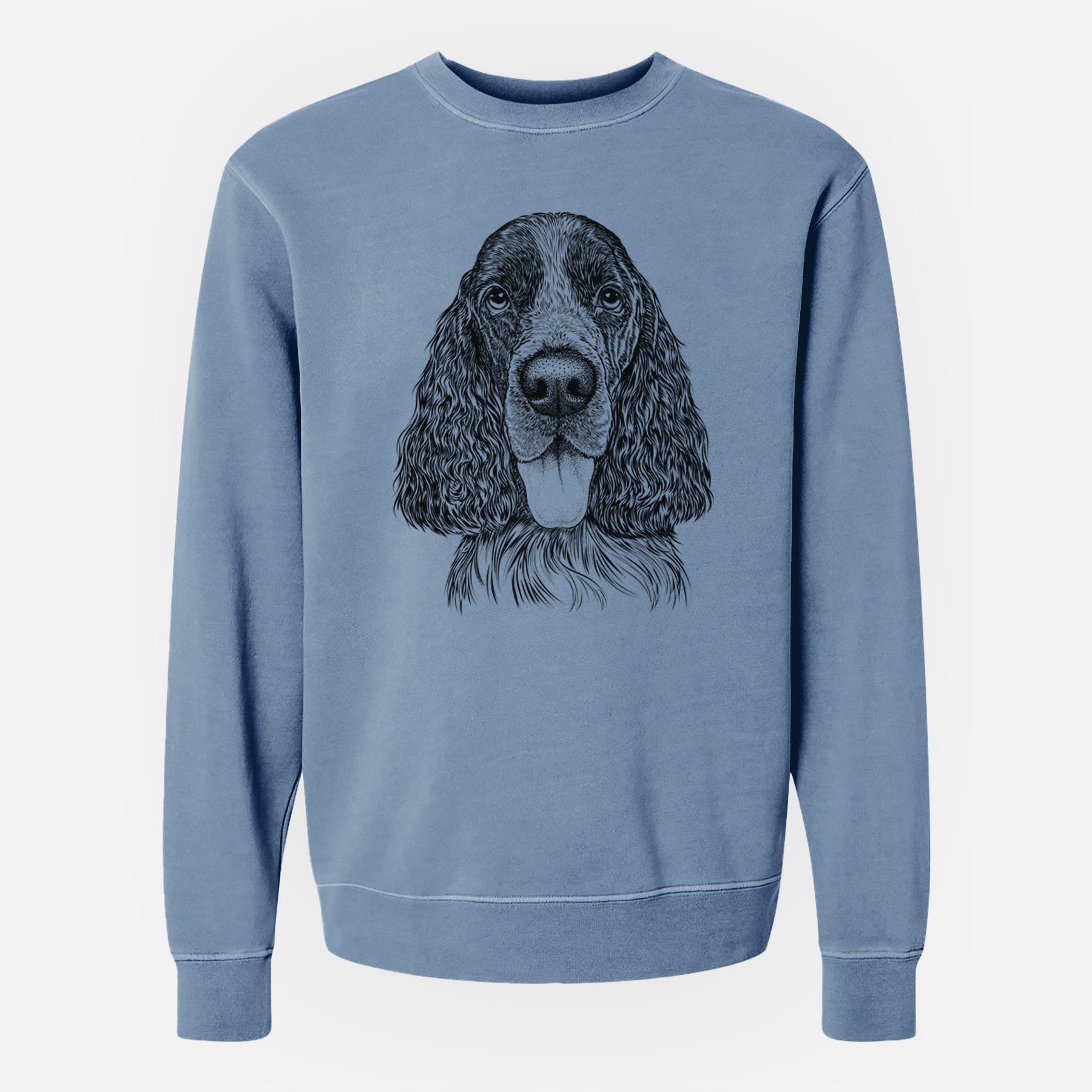 Bare Duke the English Springer Spaniel - Unisex Pigment Dyed Crew Sweatshirt