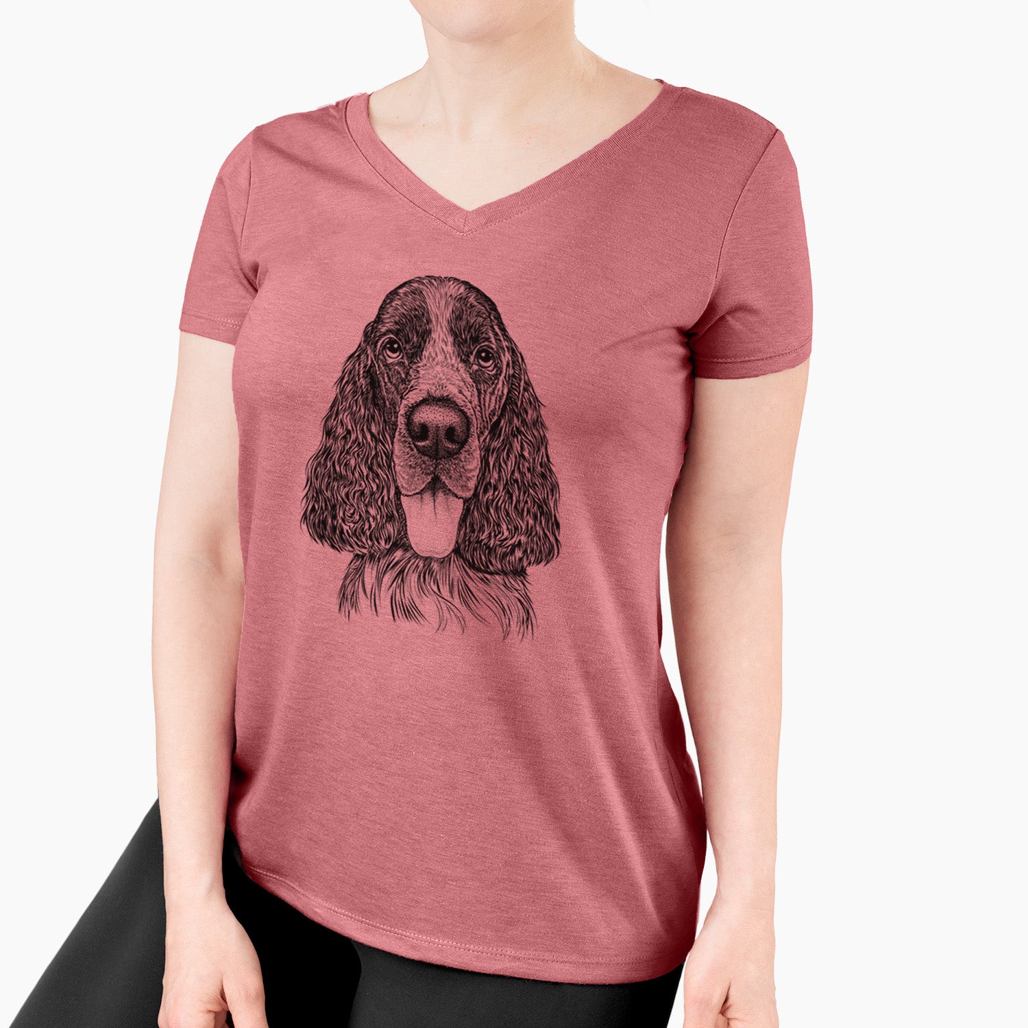 Bare Duke the English Springer Spaniel - Women's V-neck Shirt