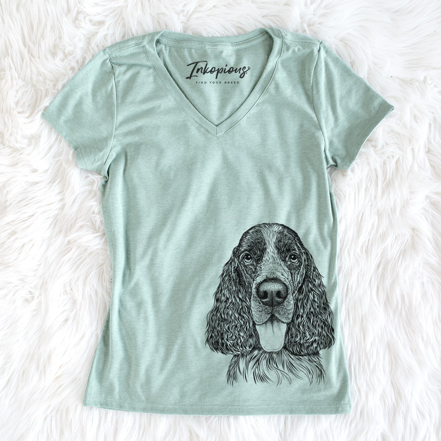 Bare Duke the English Springer Spaniel - Women's V-neck Shirt