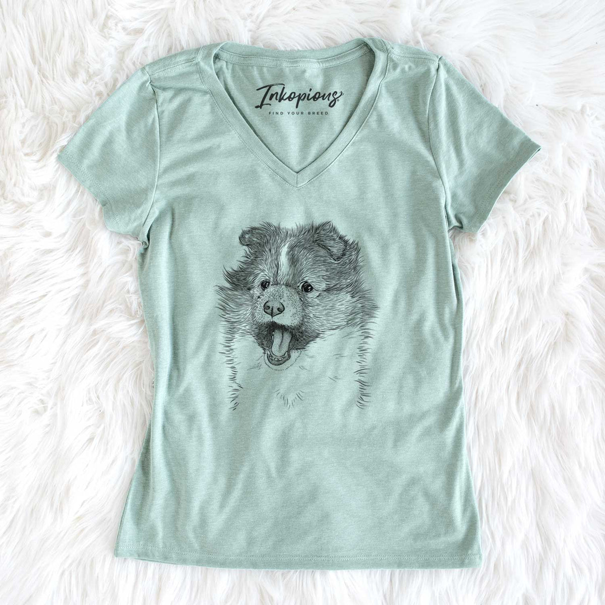 Bare Dylan the Shetland Sheepdog - Women&#39;s V-neck Shirt