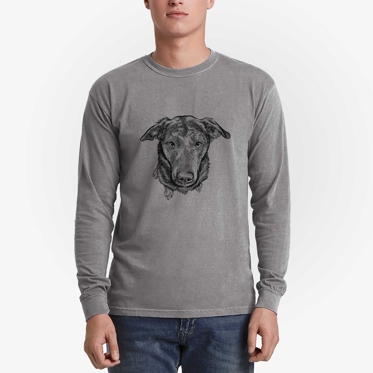 Bare Echo the Pitbull Beagle Mix - Heavyweight 100% Cotton Long Sleeve