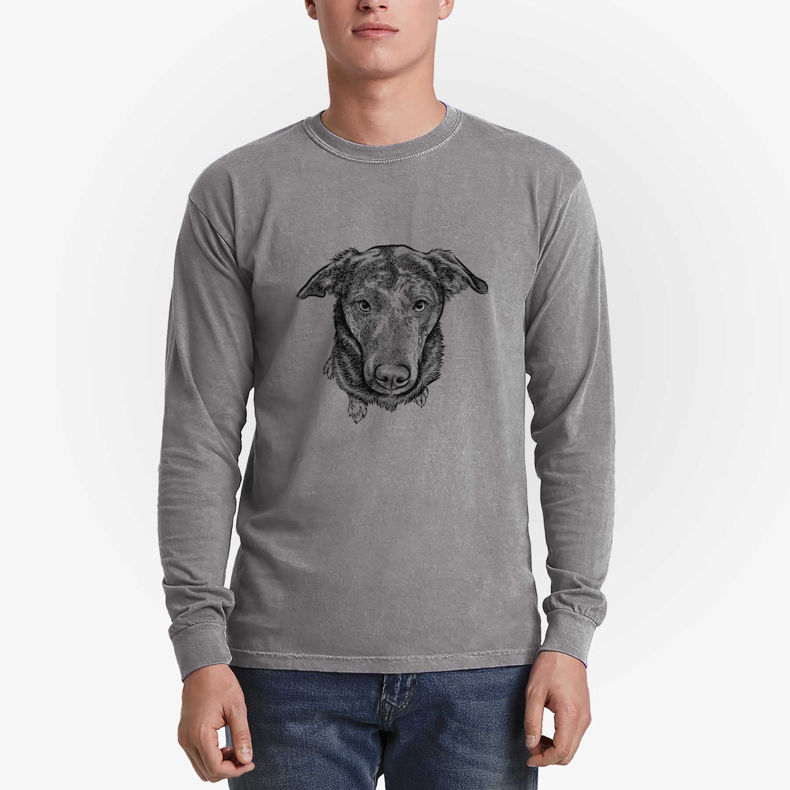 Bare Echo the Pitbull Beagle Mix - Heavyweight 100% Cotton Long Sleeve