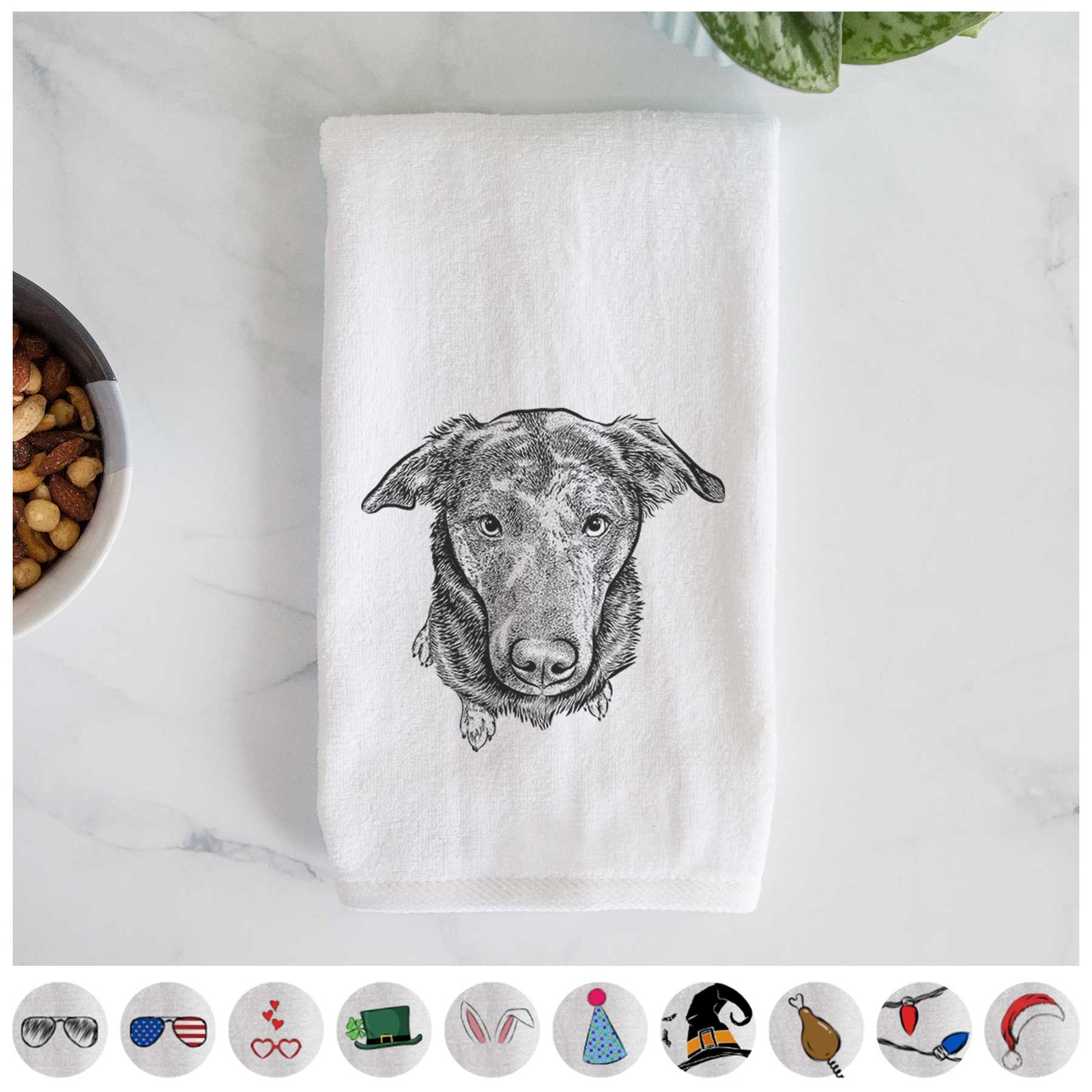 Echo the Pitbull Beagle Mix Decorative Hand Towel