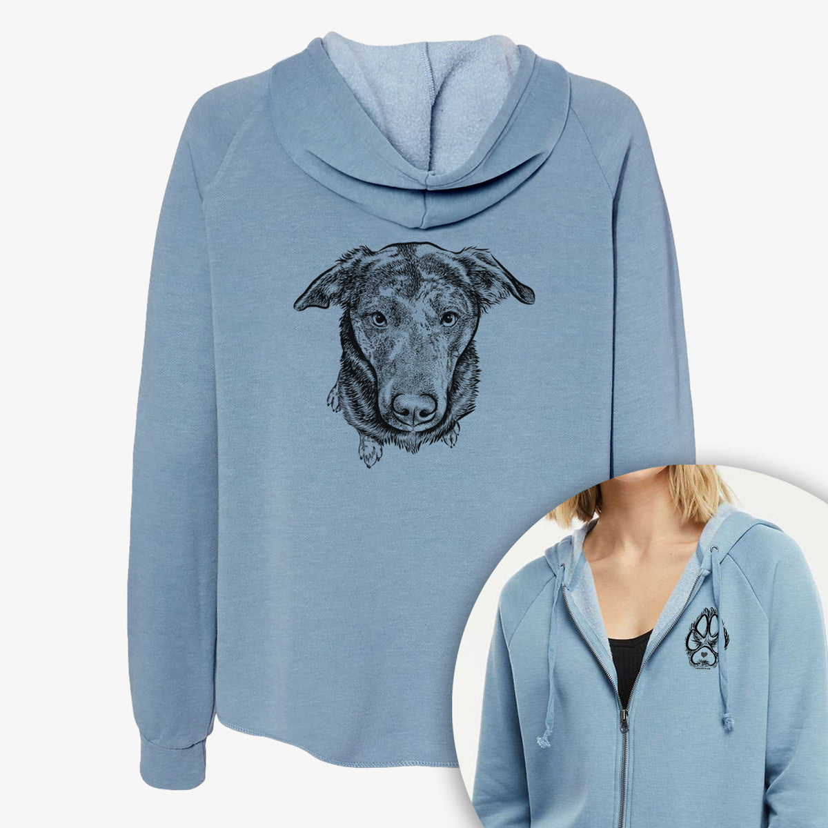 Echo the Pitbull Beagle Mix - Women&#39;s Cali Wave Zip-Up Sweatshirt