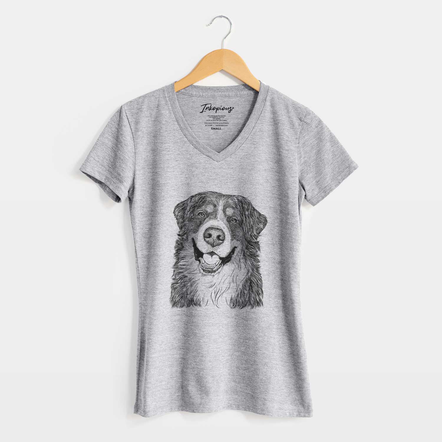 Bare Eiger the Bernese Mountain Dog - Women's V-neck Shirt