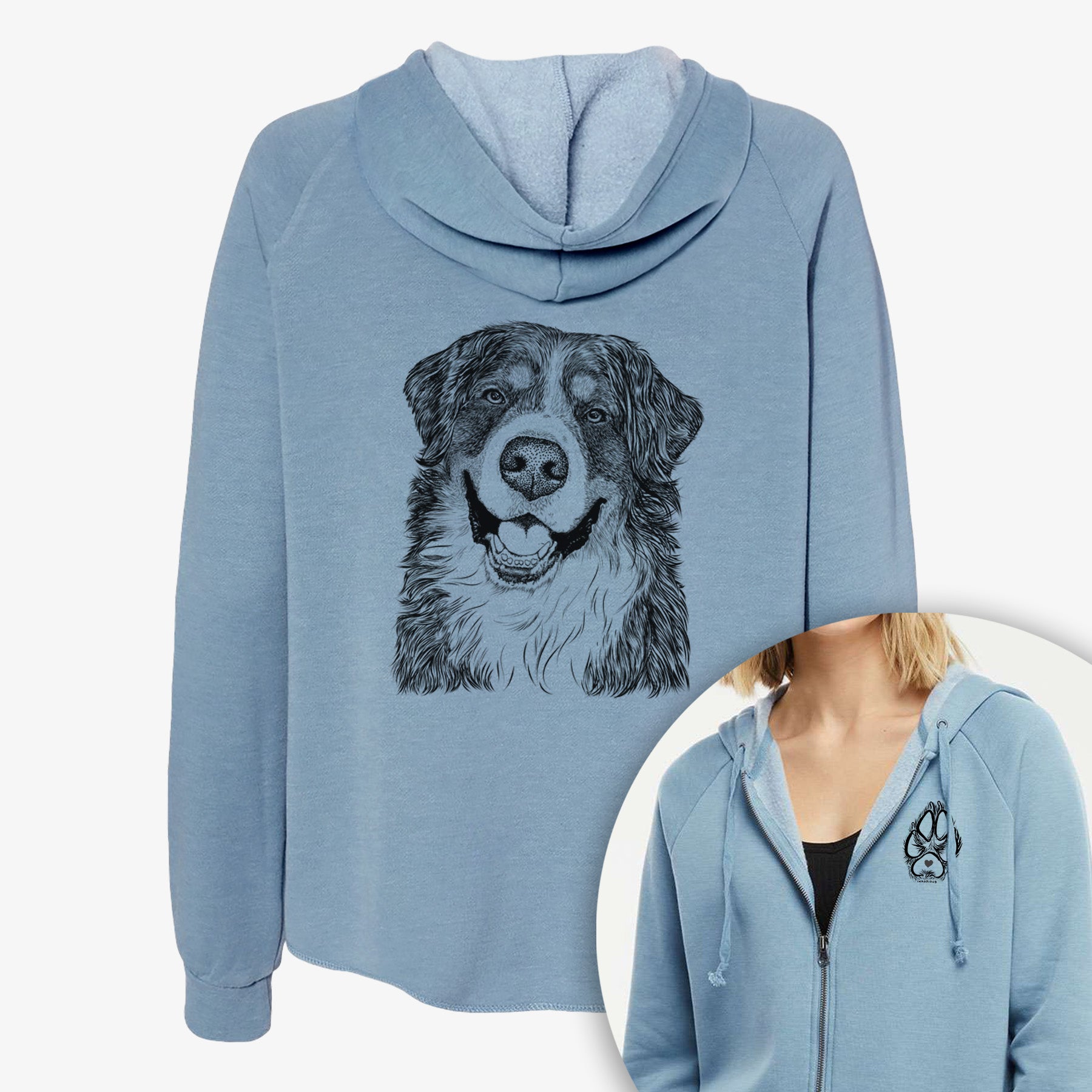 Eiger the Bernese Mountain Dog - Women's Cali Wave Zip-Up Sweatshirt