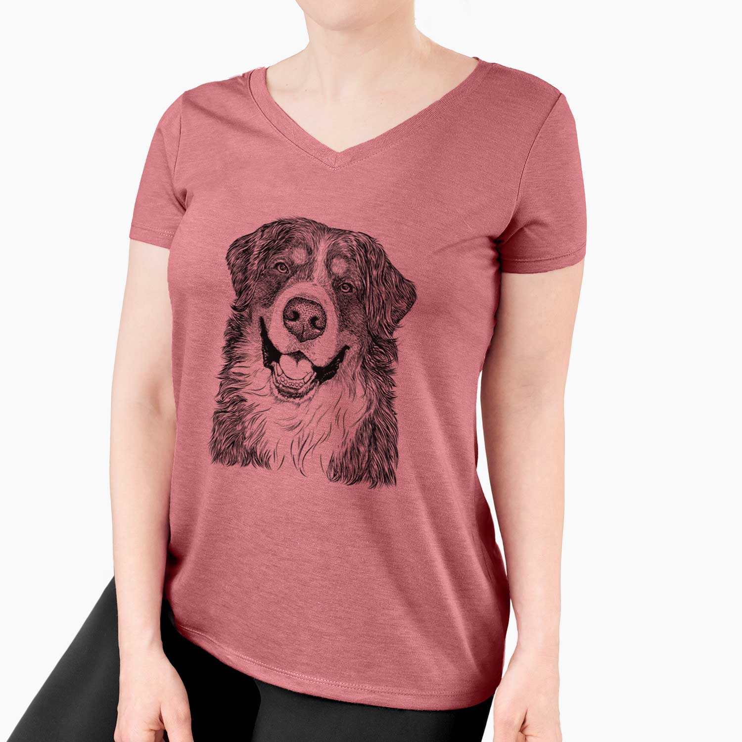 Bare Eiger the Bernese Mountain Dog - Women's V-neck Shirt