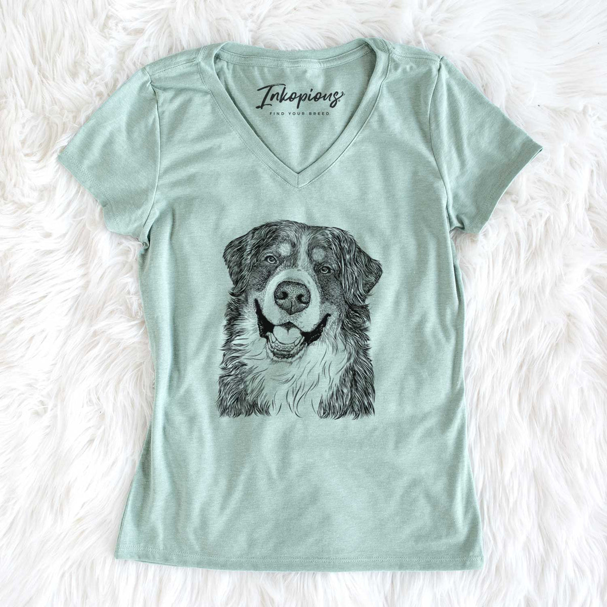 Bare Eiger the Bernese Mountain Dog - Women&#39;s V-neck Shirt