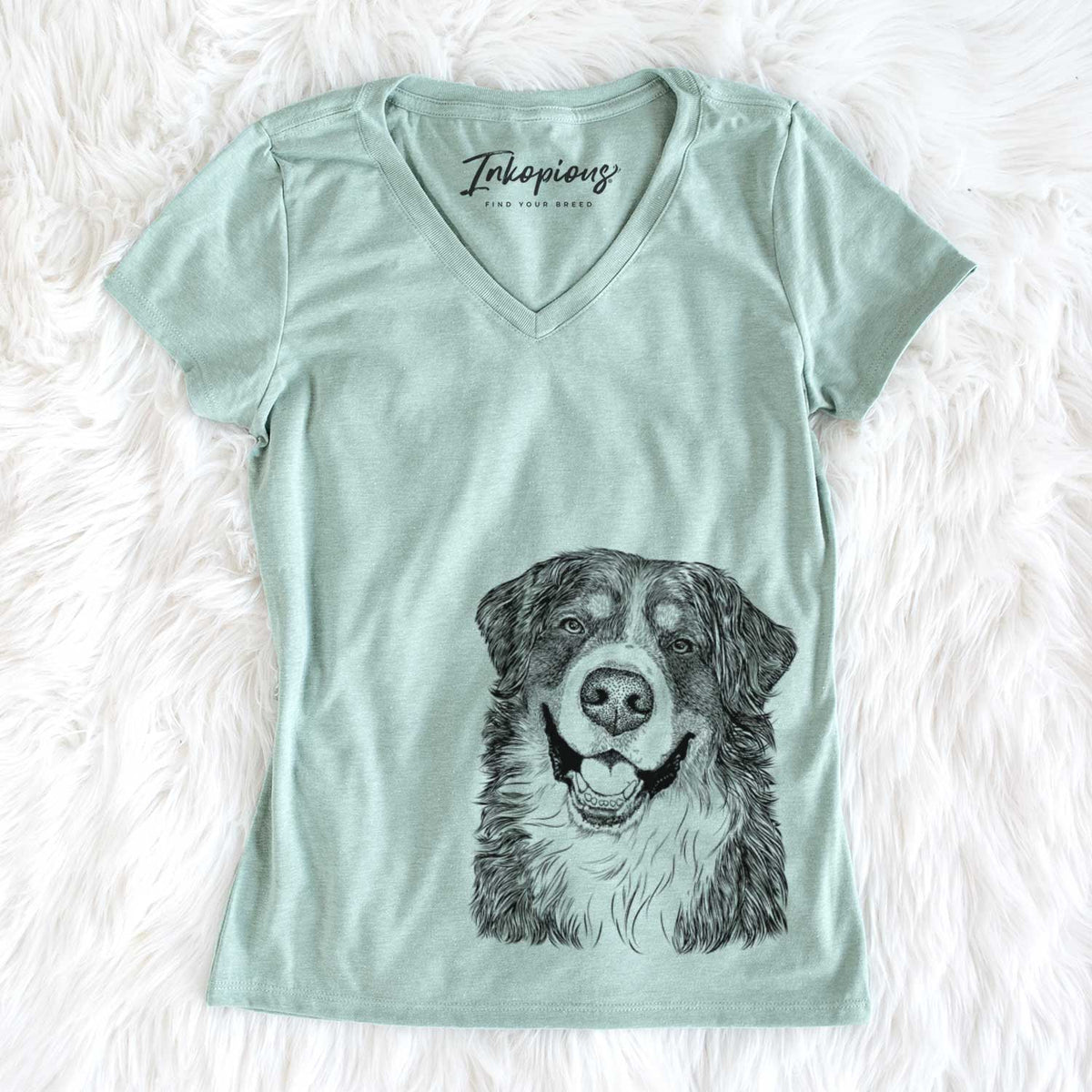 Bare Eiger the Bernese Mountain Dog - Women's V-neck Shirt