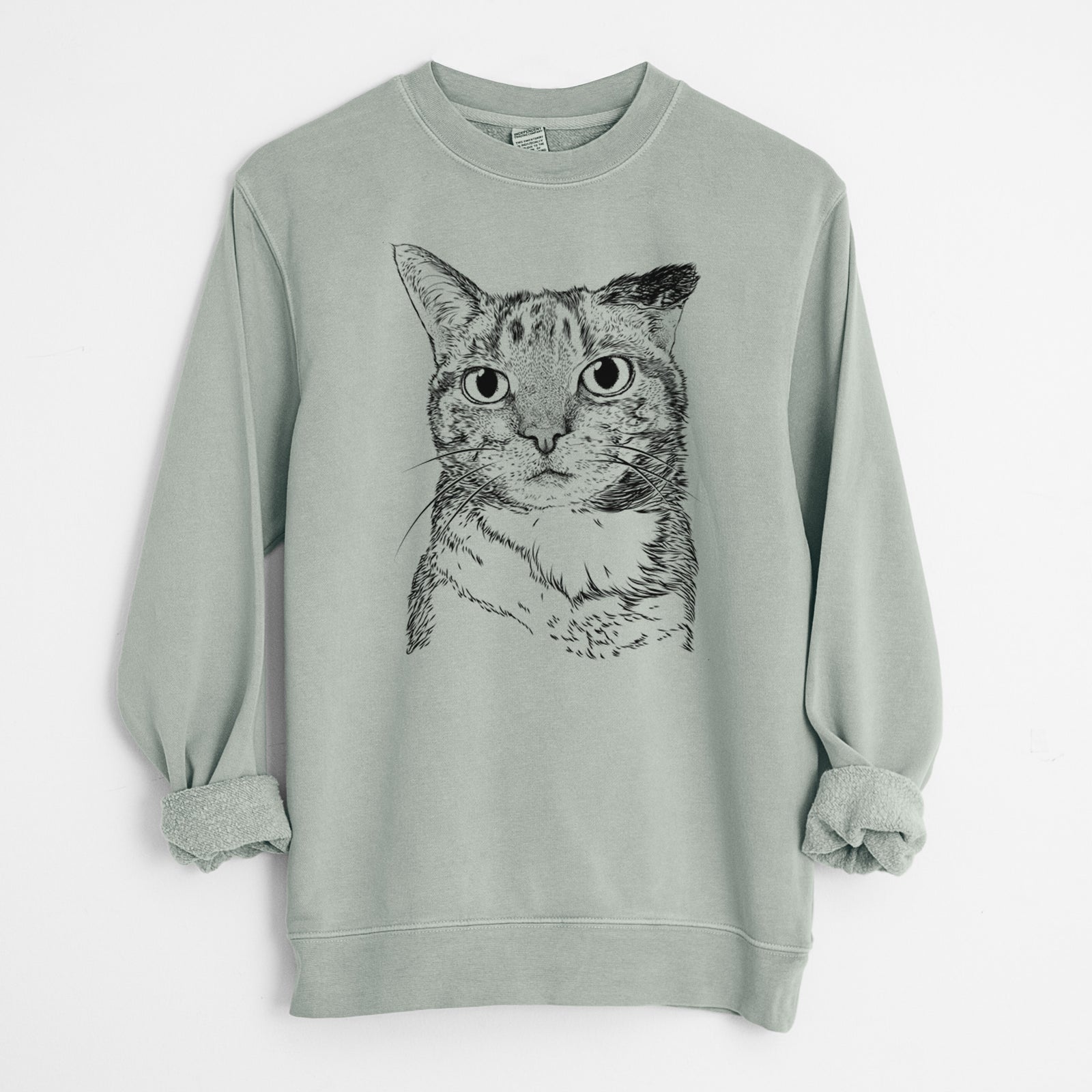 Bare Eleanor the Domestic Shorthair Cat - Unisex Pigment Dyed Crew Sweatshirt