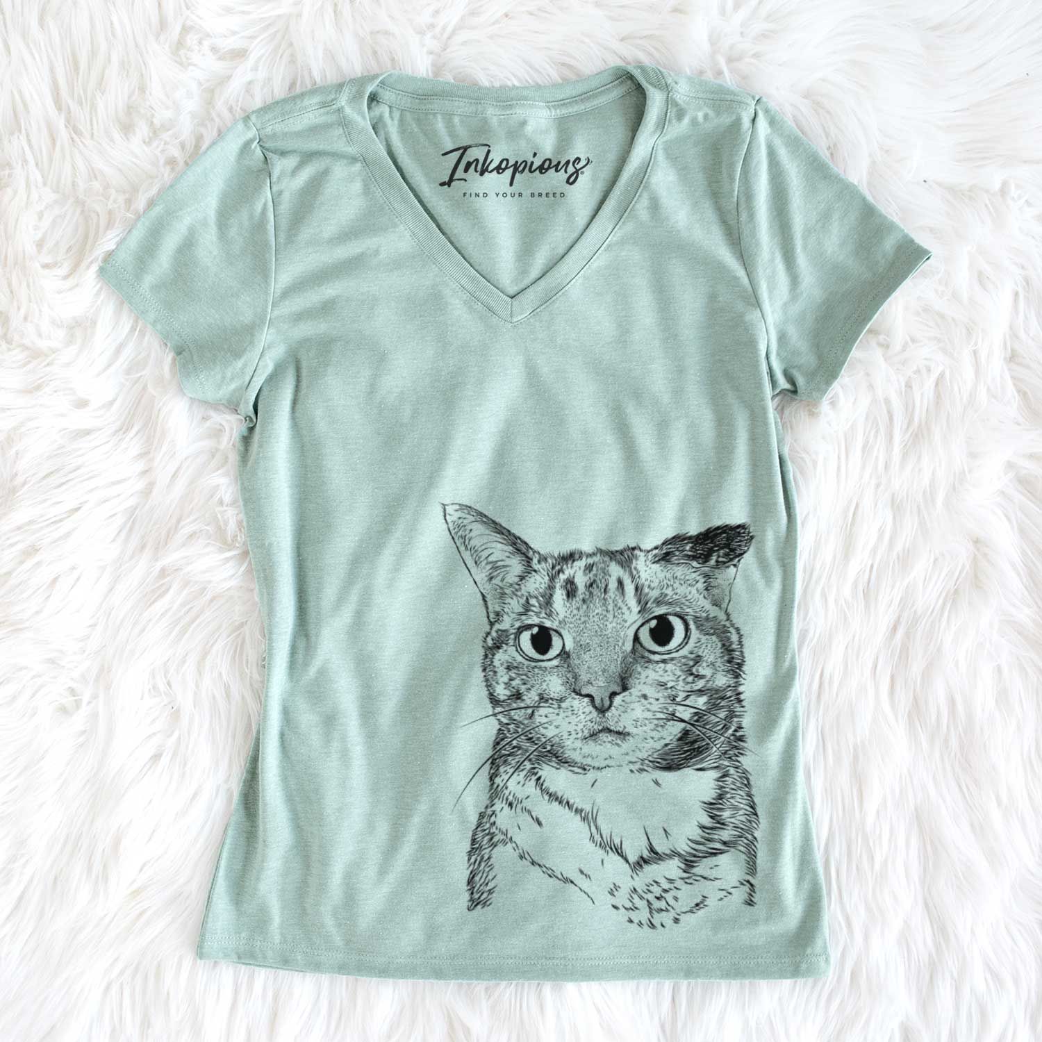 Bare Eleanor the Domestic Shorthair Cat - Women's V-neck Shirt