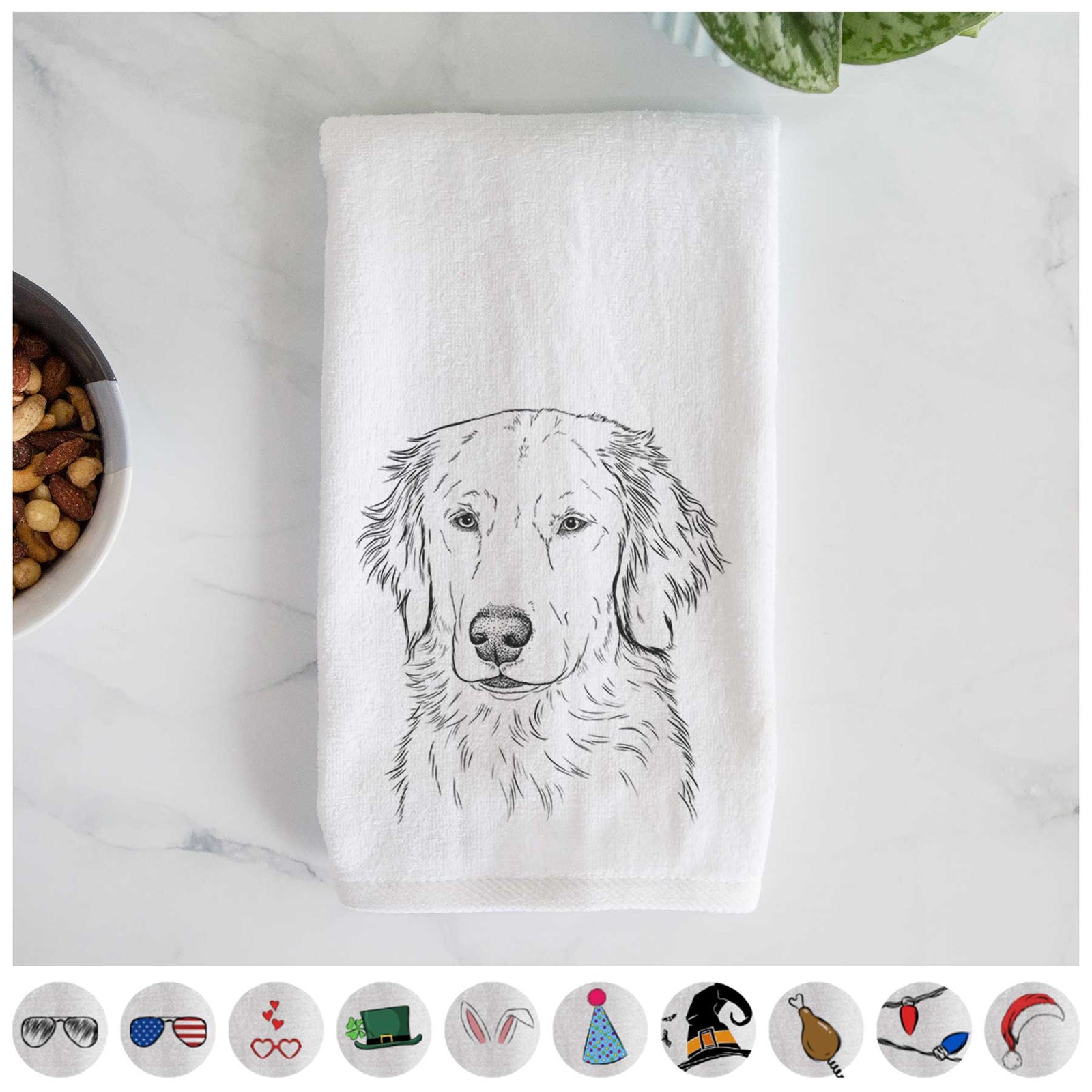 Eli the Golden Retriever Decorative Hand Towel