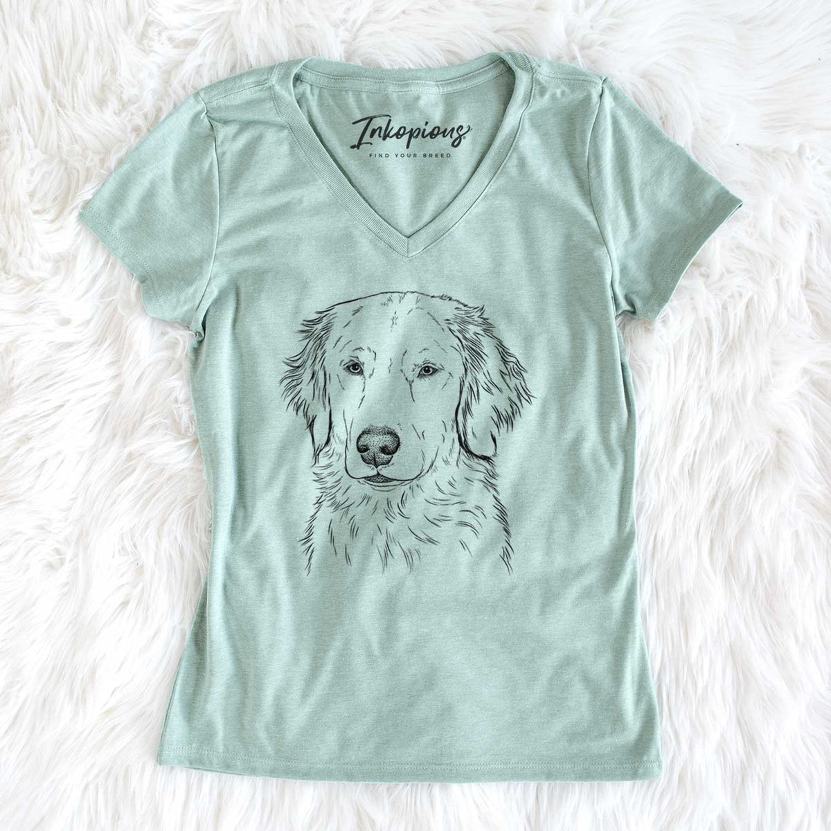 Bare Eli the Golden Retriever - Women&#39;s V-neck Shirt