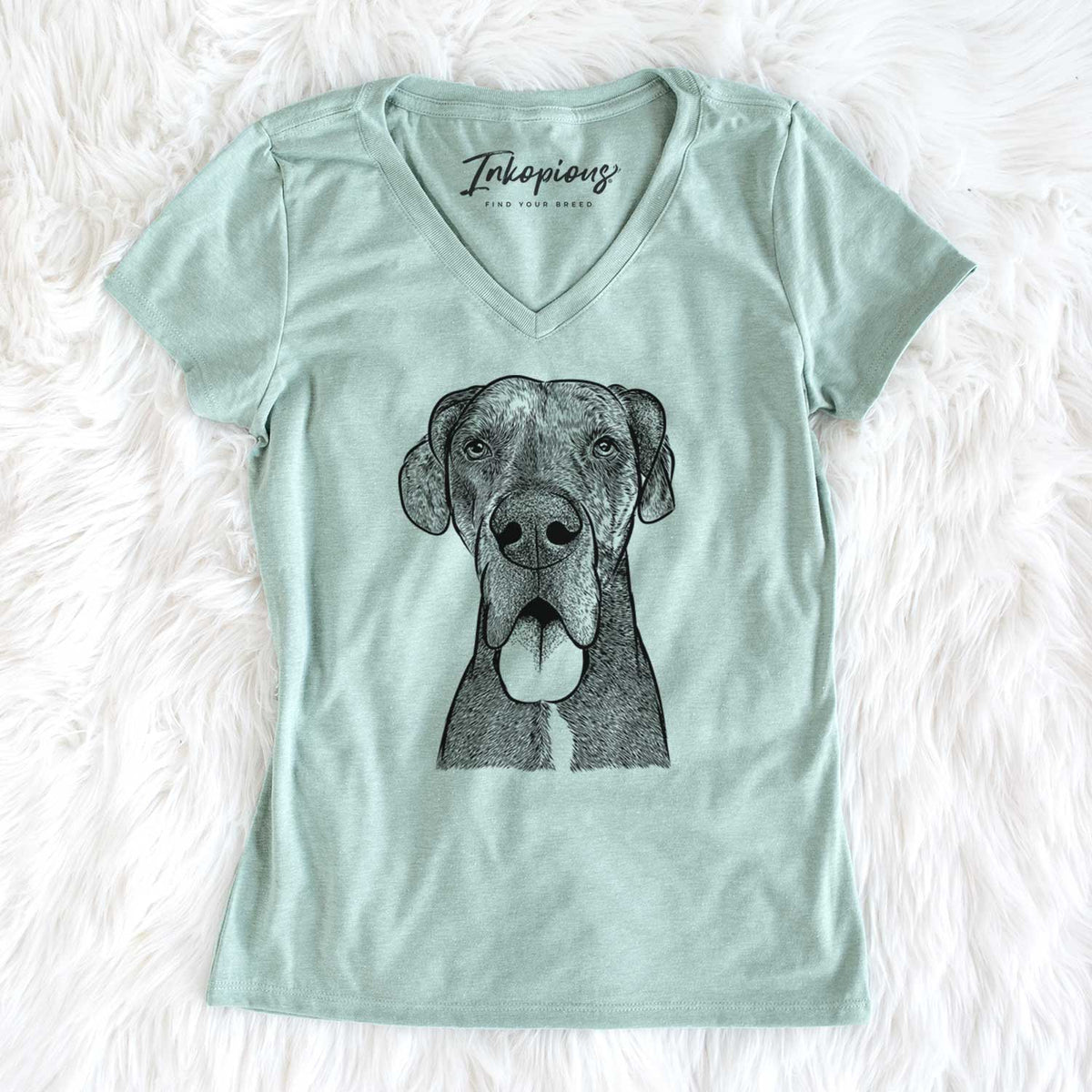 Bare Eli the Great Dane - Women&#39;s V-neck Shirt