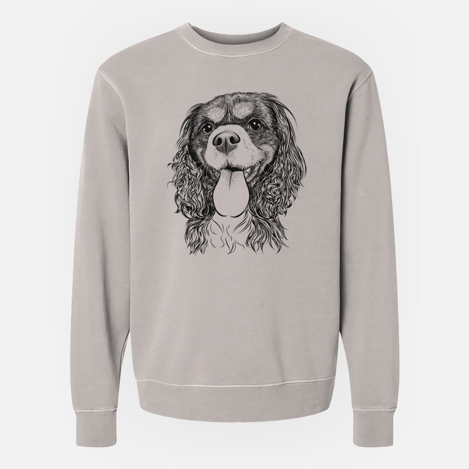 Bare Elizabeth the Cavalier King Charles Spaniel - Unisex Pigment Dyed Crew Sweatshirt