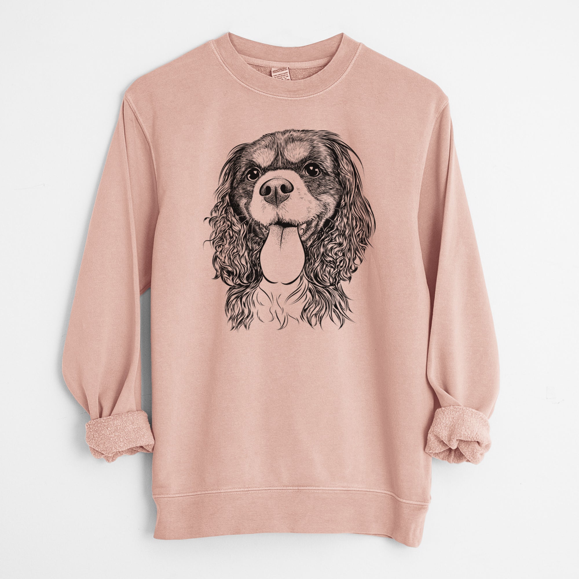 Bare Elizabeth the Cavalier King Charles Spaniel - Unisex Pigment Dyed Crew Sweatshirt