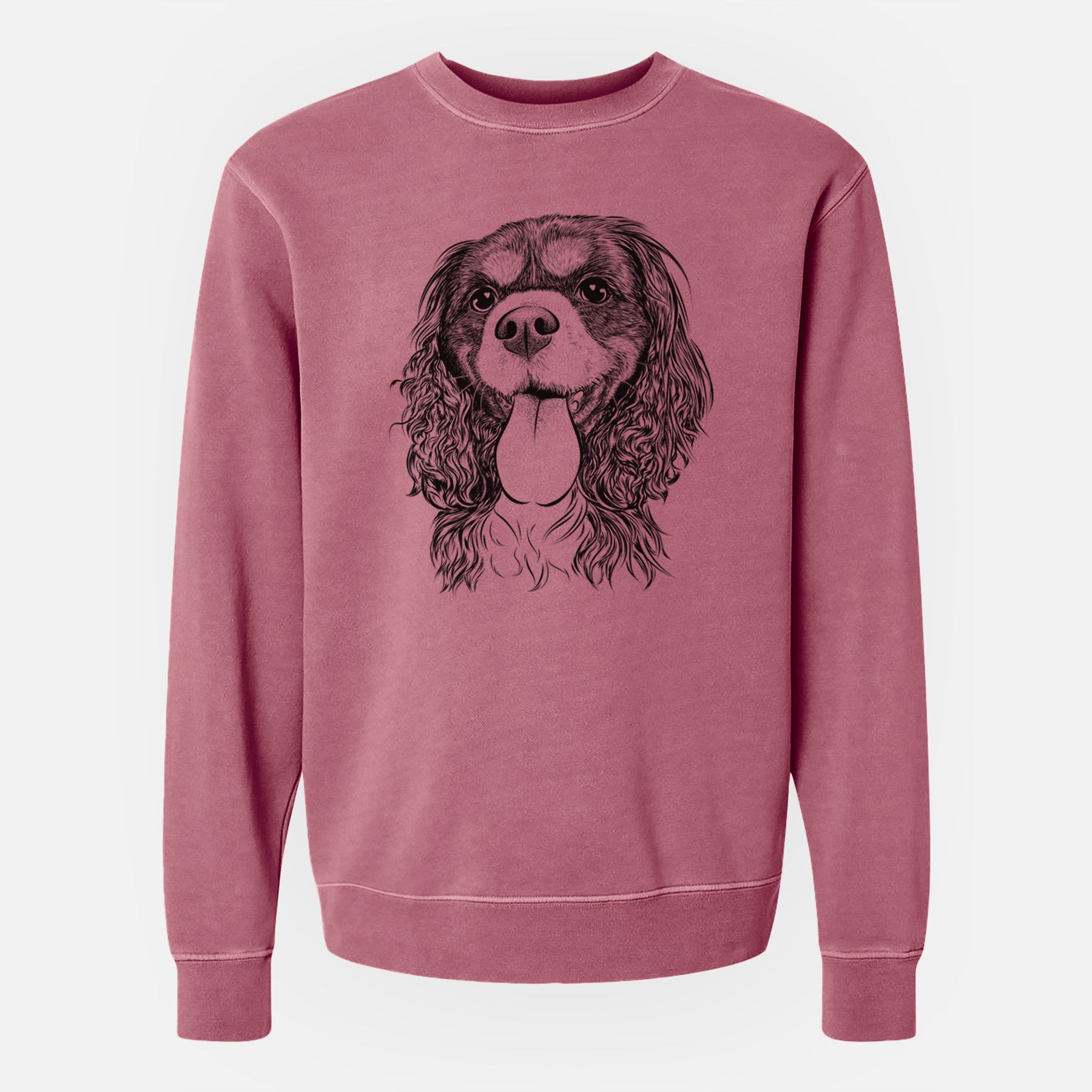 Bare Elizabeth the Cavalier King Charles Spaniel - Unisex Pigment Dyed Crew Sweatshirt