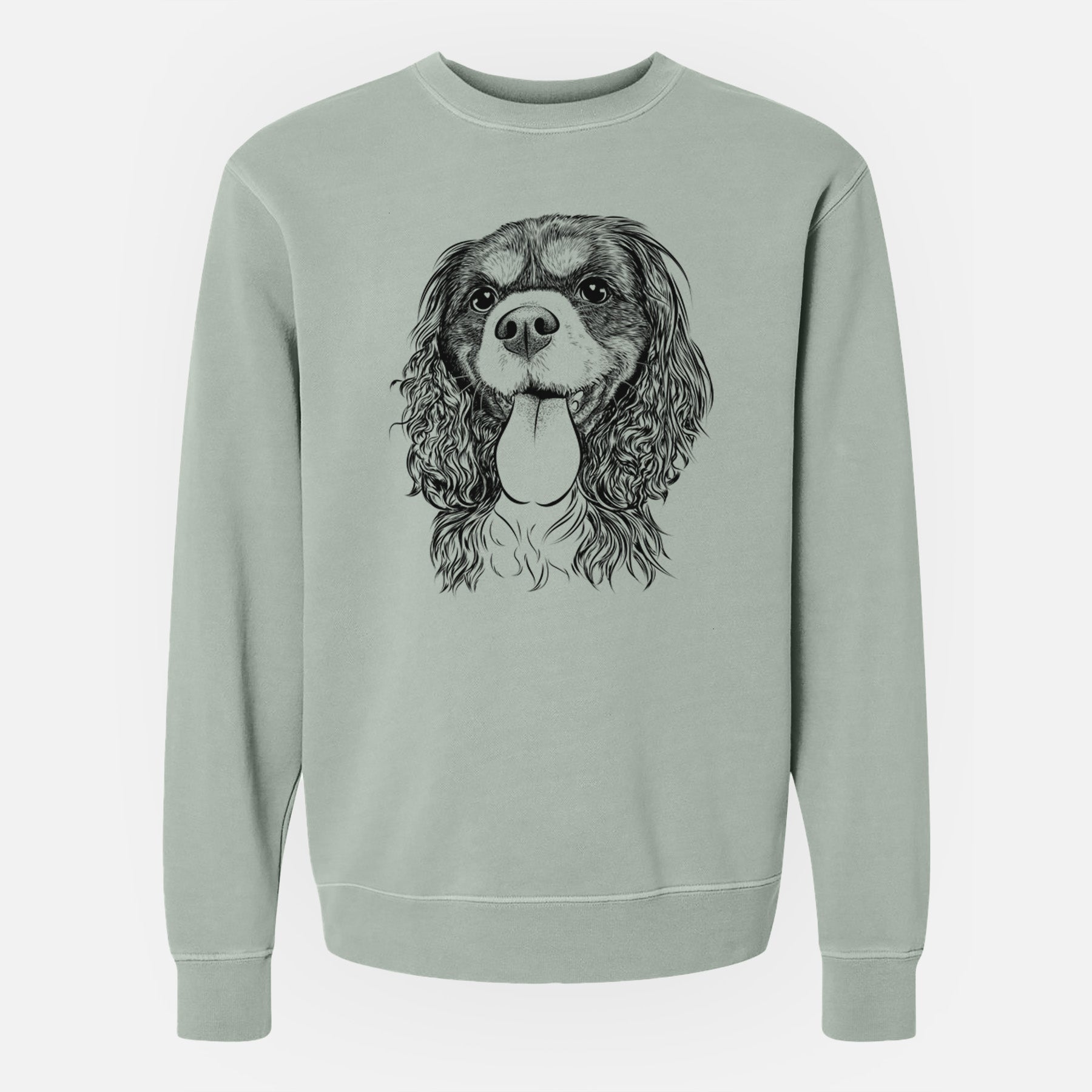 Bare Elizabeth the Cavalier King Charles Spaniel - Unisex Pigment Dyed Crew Sweatshirt