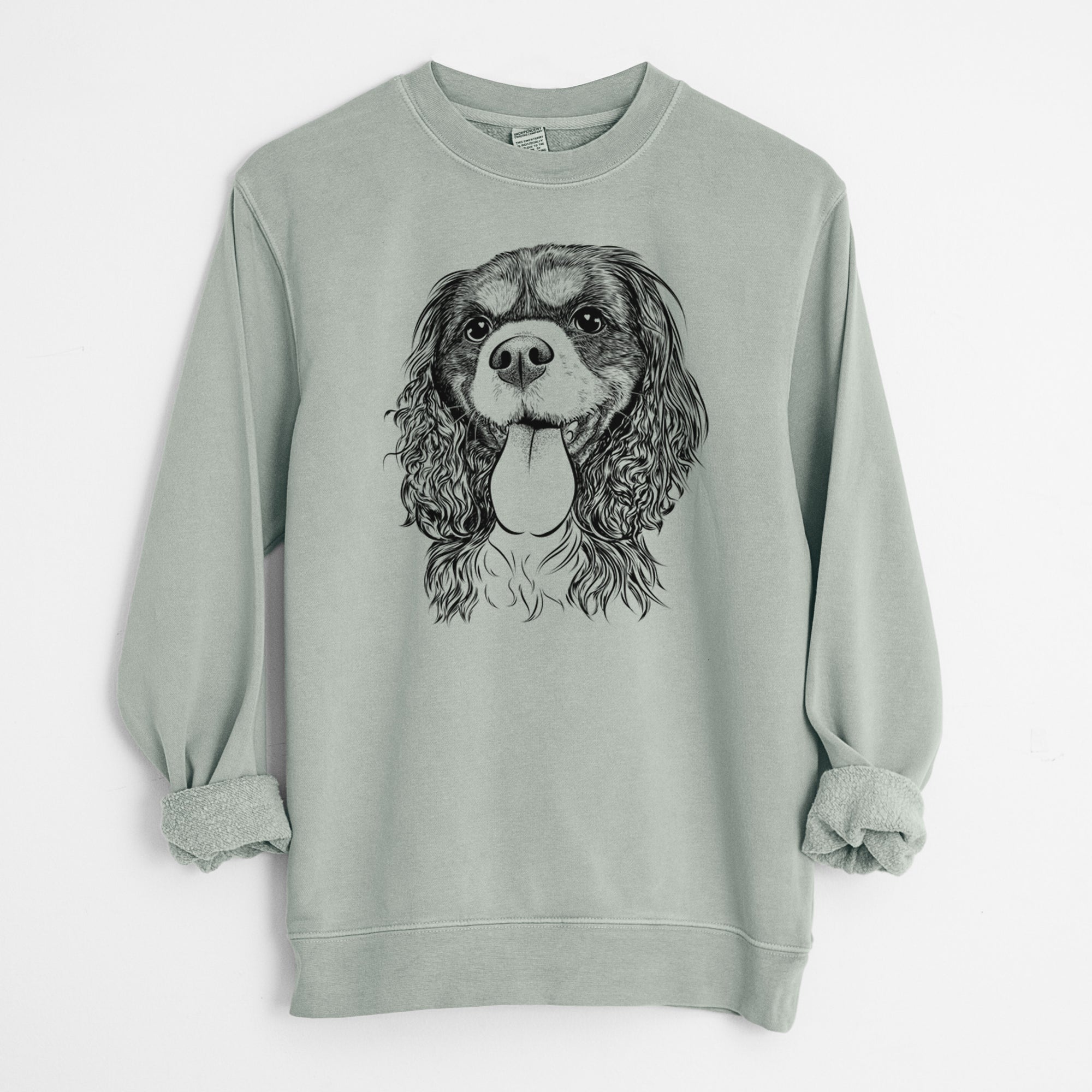 Bare Elizabeth the Cavalier King Charles Spaniel - Unisex Pigment Dyed Crew Sweatshirt