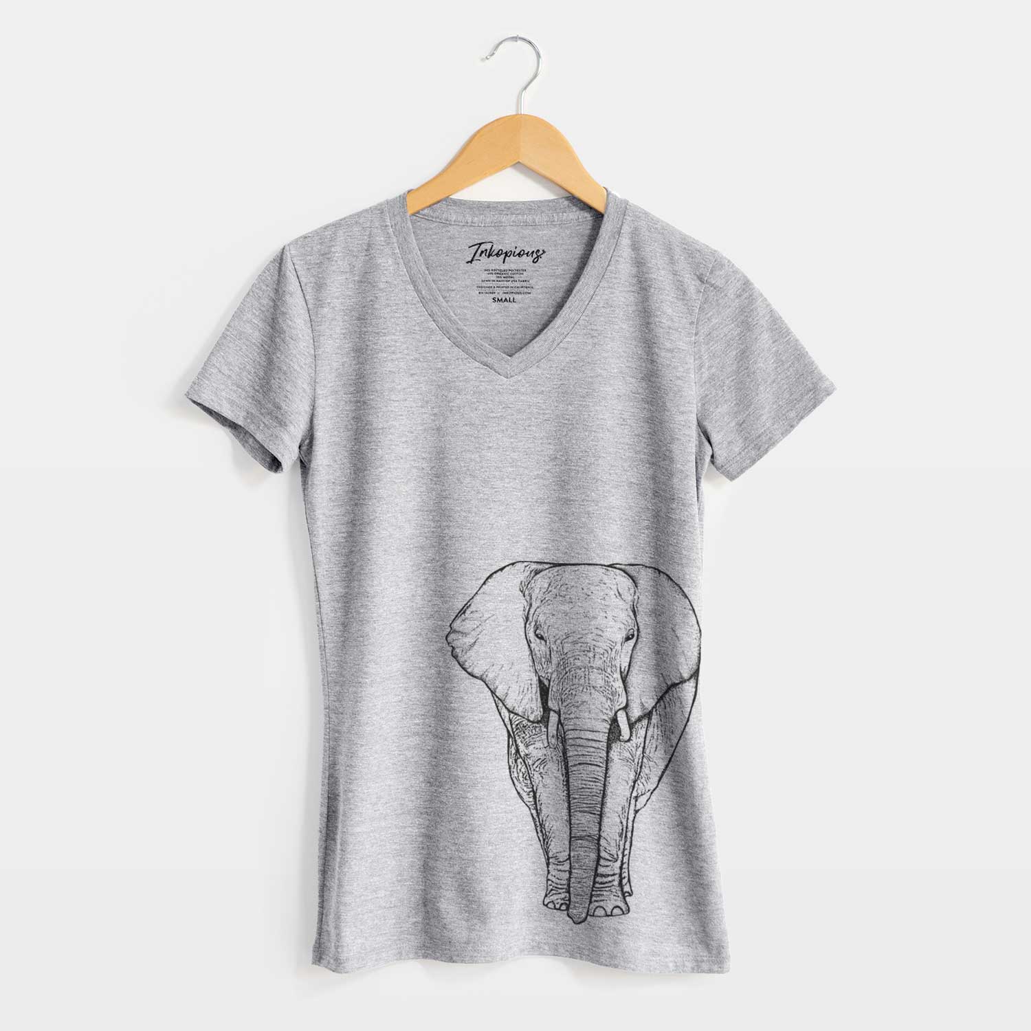 Bare Ella the Elephant - Women's V-neck Shirt