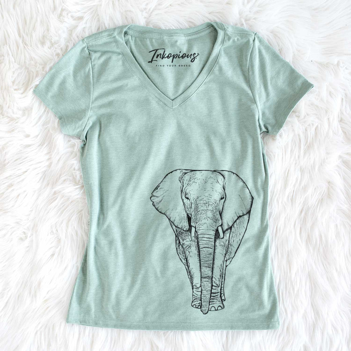 Bare Ella the Elephant - Women's V-neck Shirt