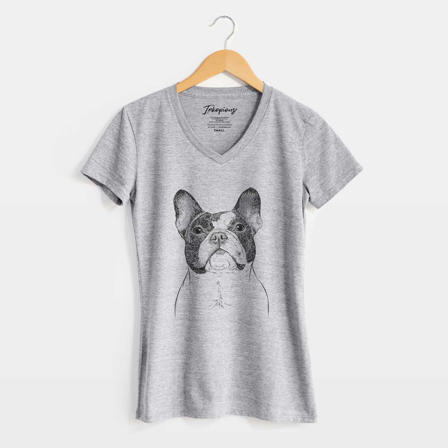 Bare Ella the French Bulldog - Women's V-neck Shirt