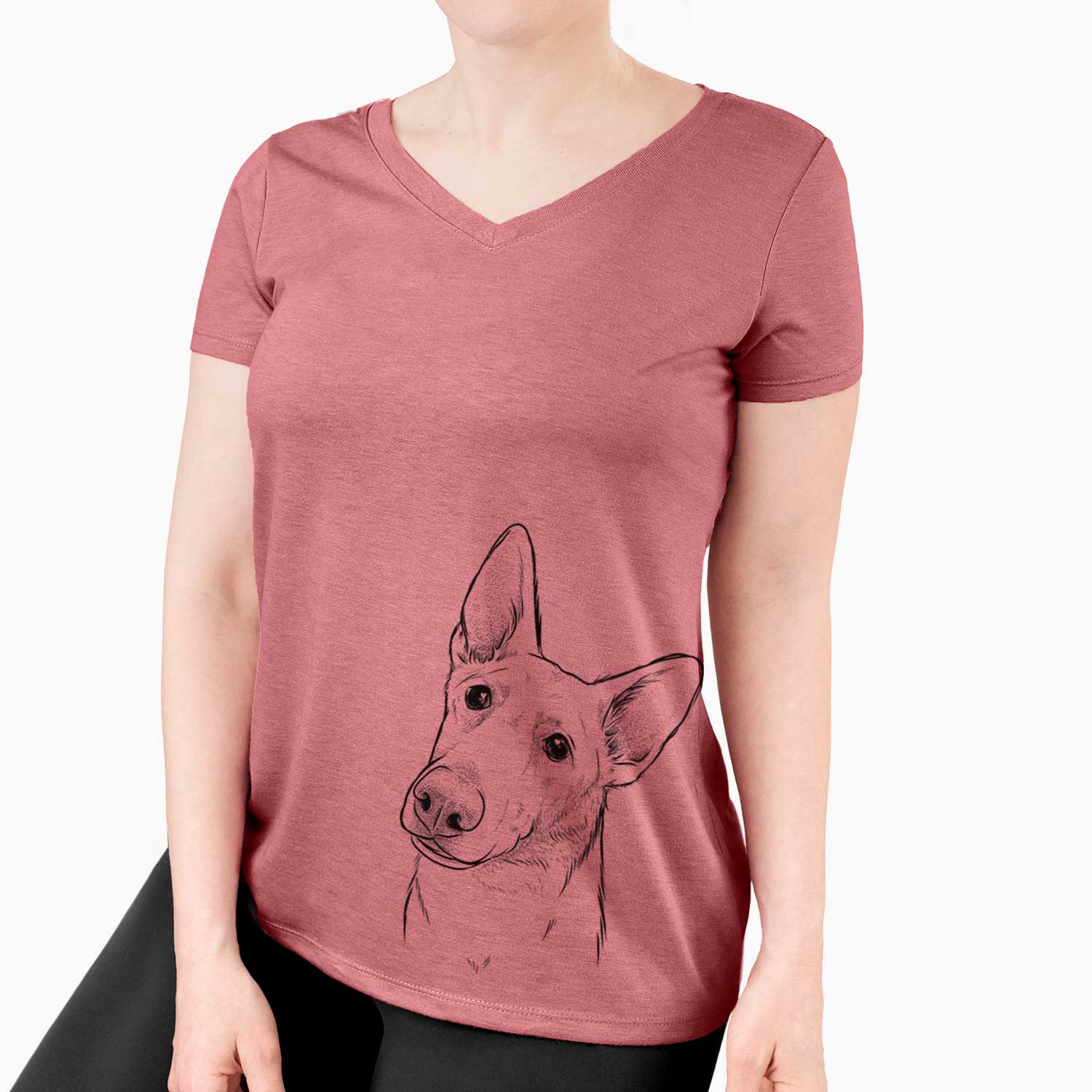 Bare Elsa the German Shepherd - Women's V-neck Shirt