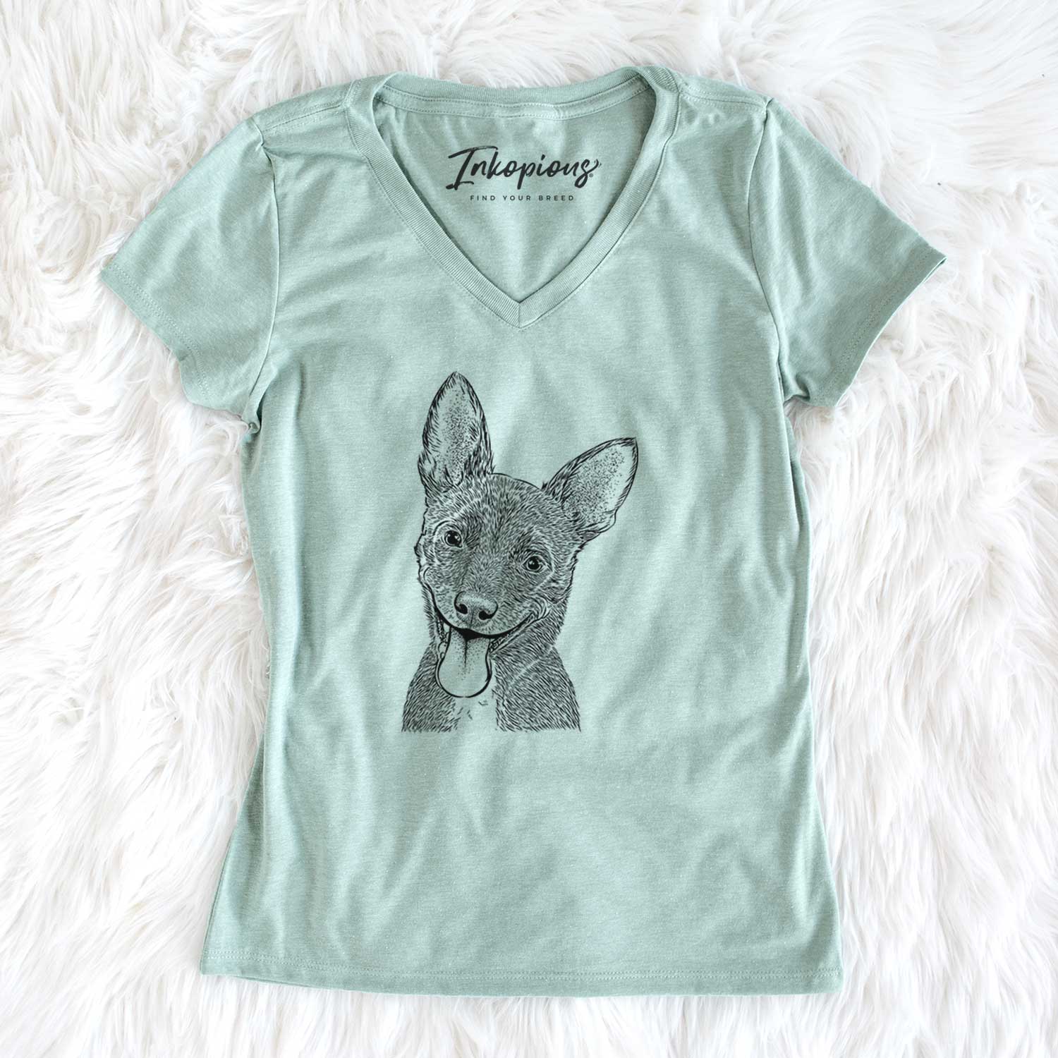 Bare Elvira the Terrier Mix - Women's V-neck Shirt