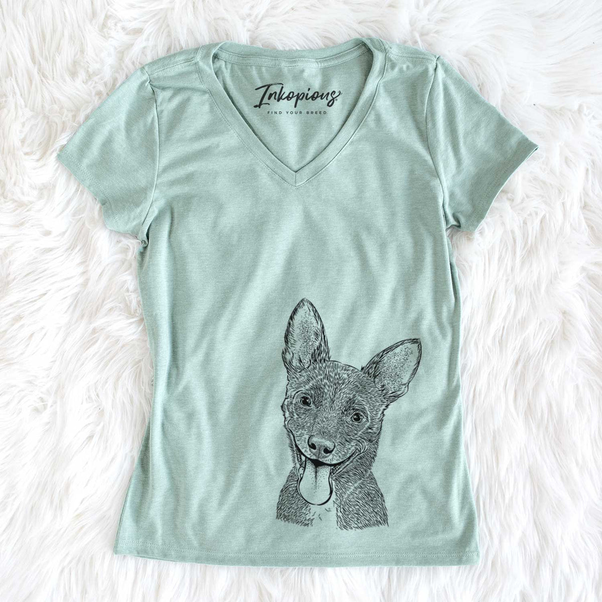 Bare Elvira the Terrier Mix - Women's V-neck Shirt