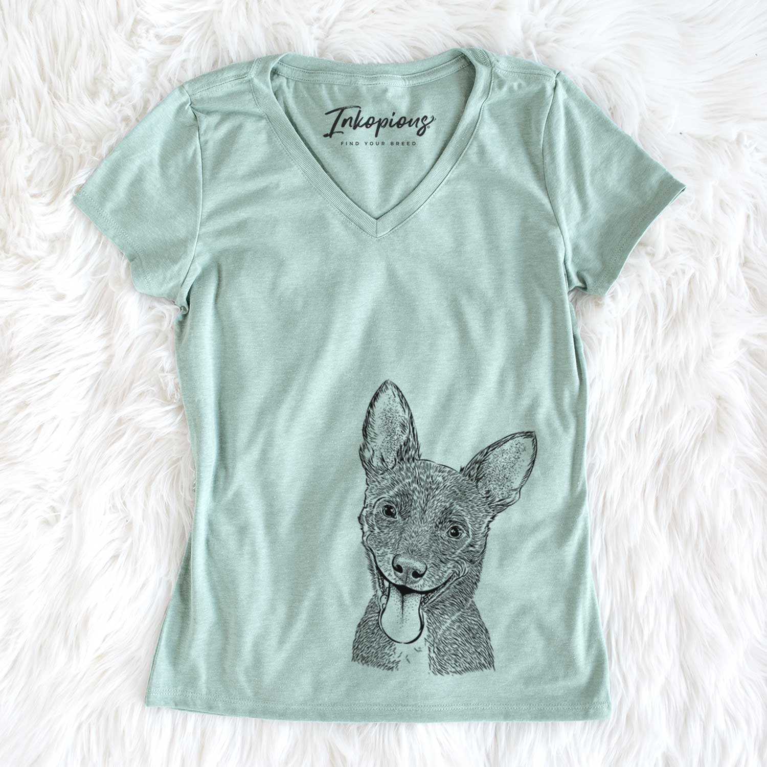 Bare Elvira the Terrier Mix - Women's V-neck Shirt