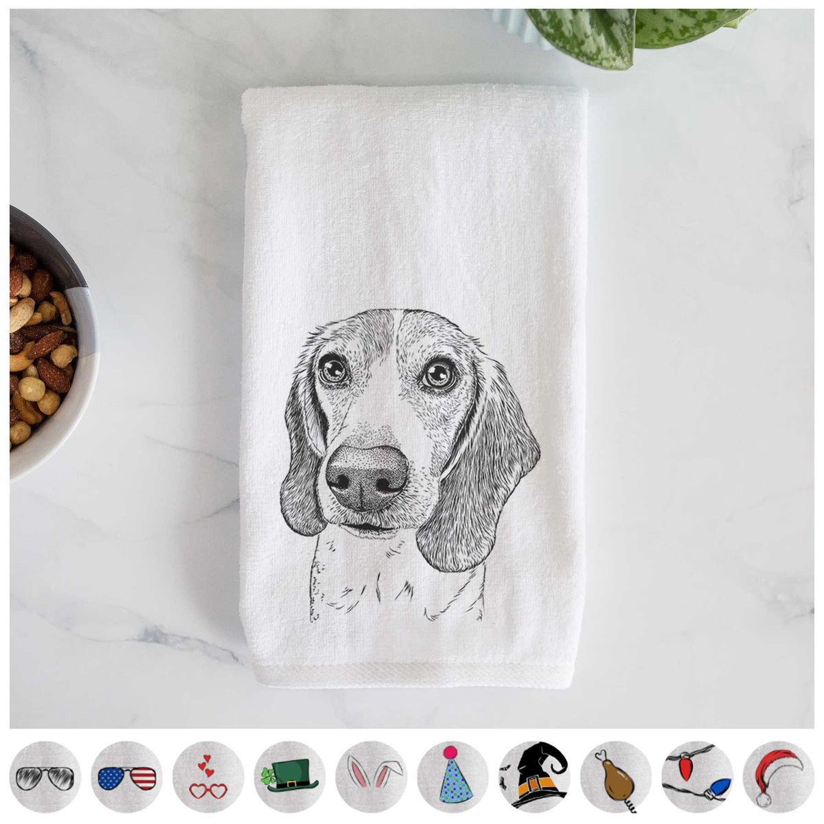 Elvis the Bluetick Beagle Decorative Hand Towel