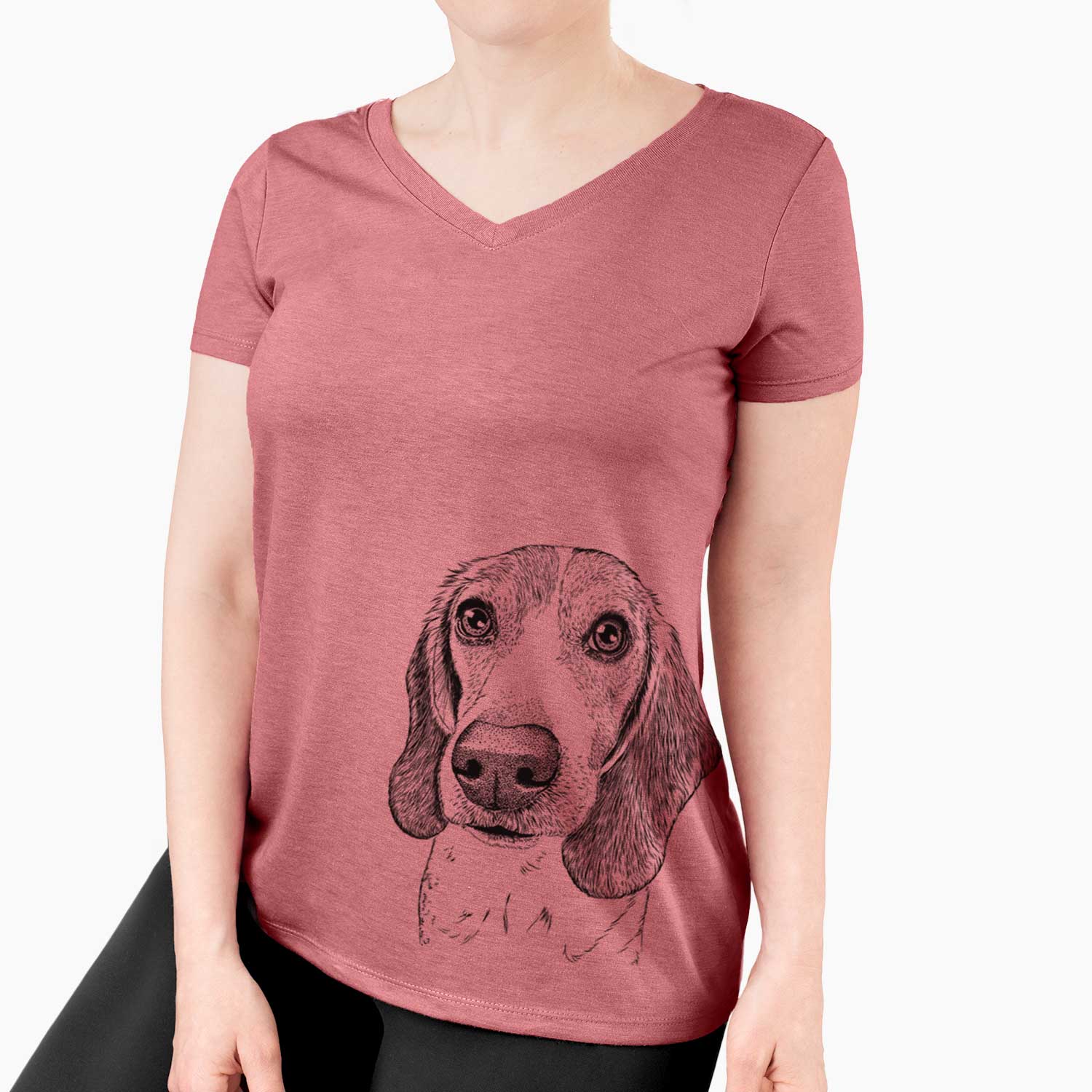 Bare Elvis the Bluetick Beagle - Women's V-neck Shirt