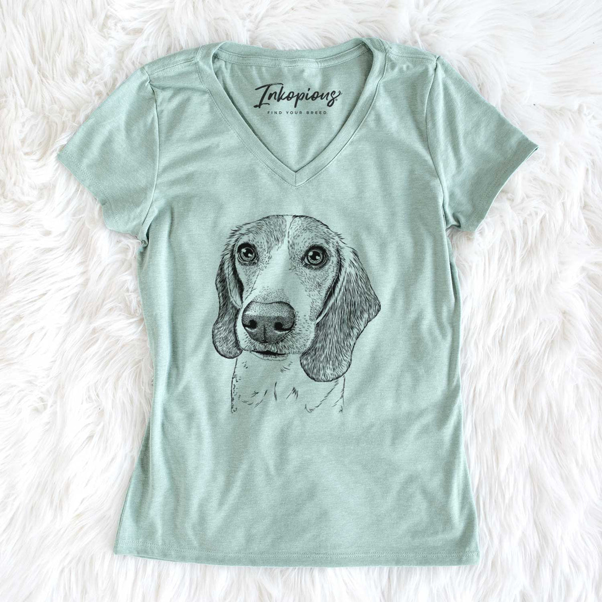 Bare Elvis the Bluetick Beagle - Women&#39;s V-neck Shirt