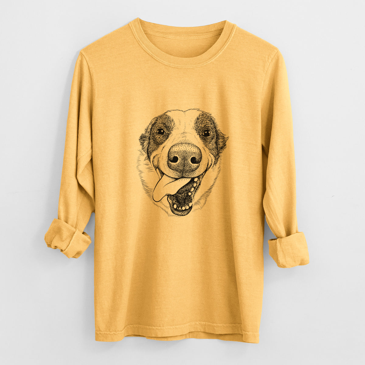 Bare Elwood the Border Collie - Heavyweight 100% Cotton Long Sleeve