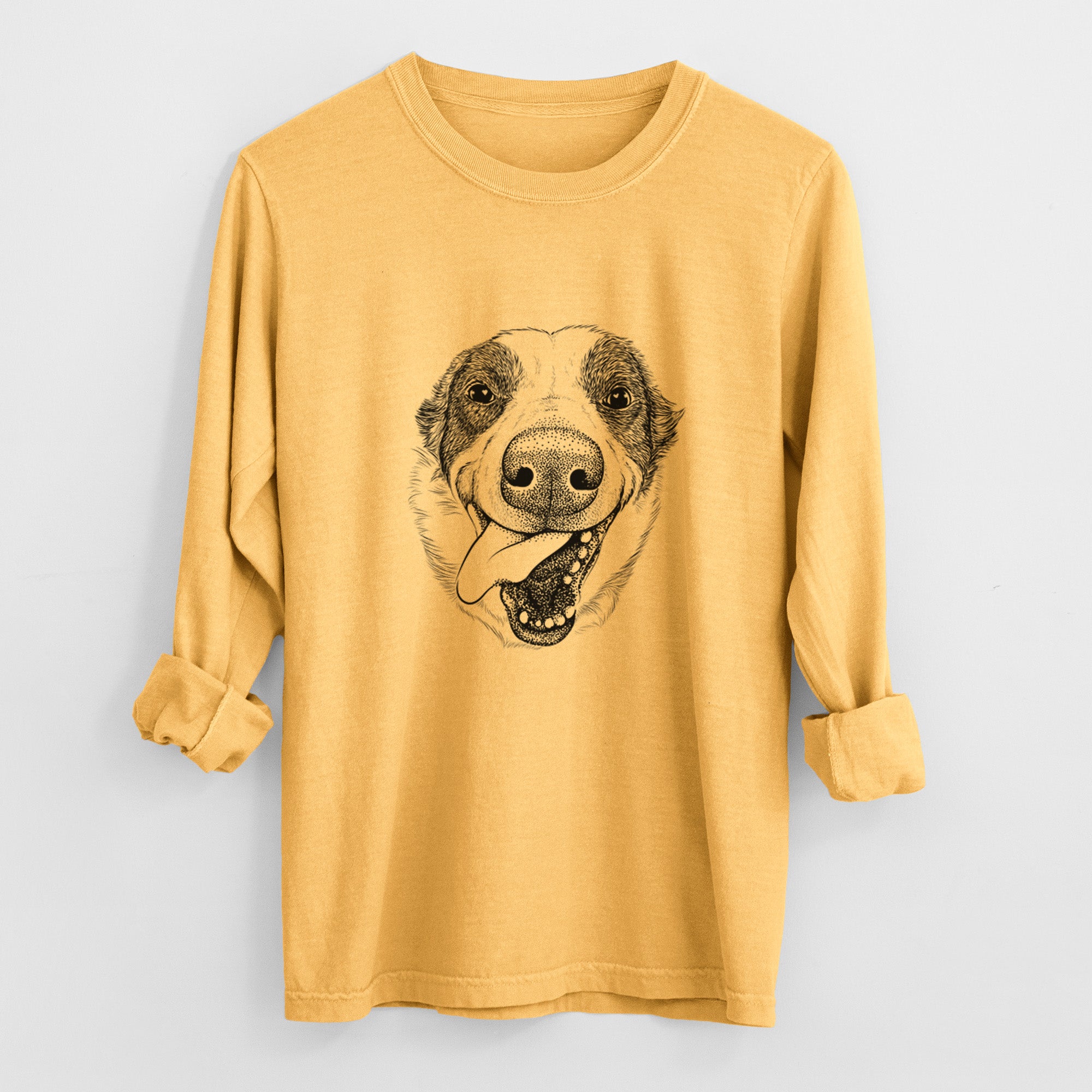 Bare Elwood the Border Collie - Heavyweight 100% Cotton Long Sleeve