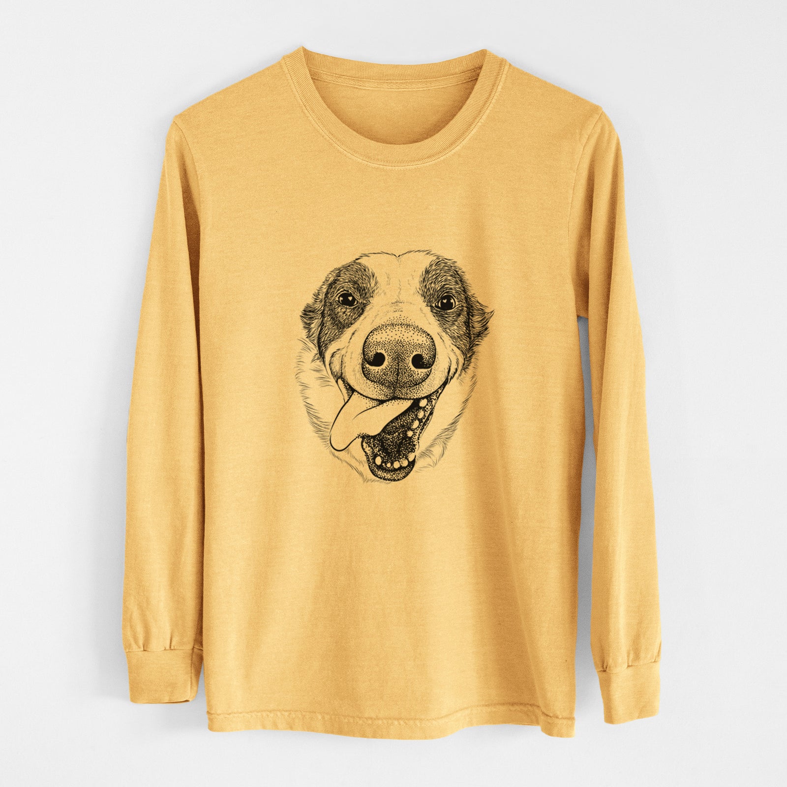 Bare Elwood the Border Collie - Heavyweight 100% Cotton Long Sleeve