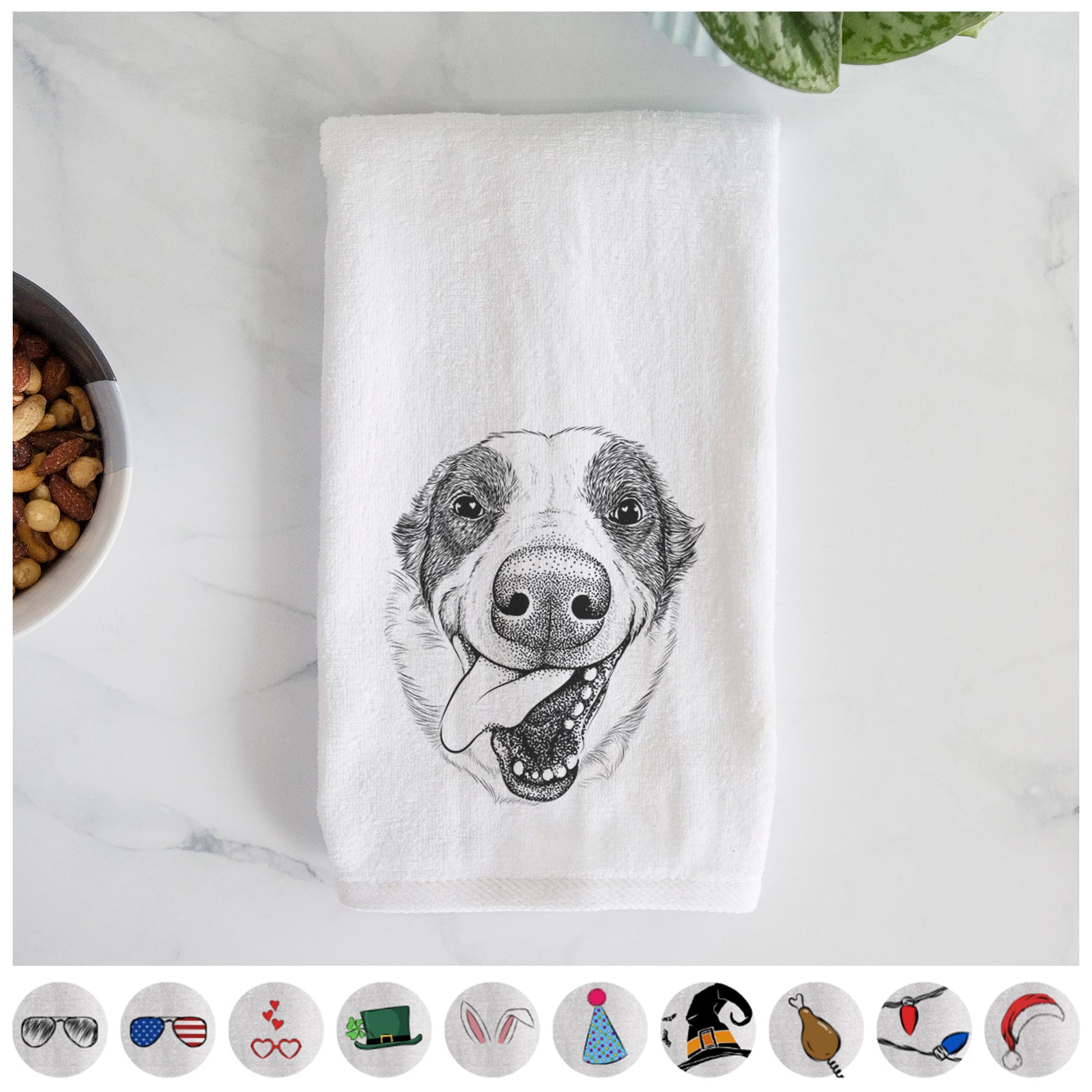 Elwood the Border Collie Decorative Hand Towel