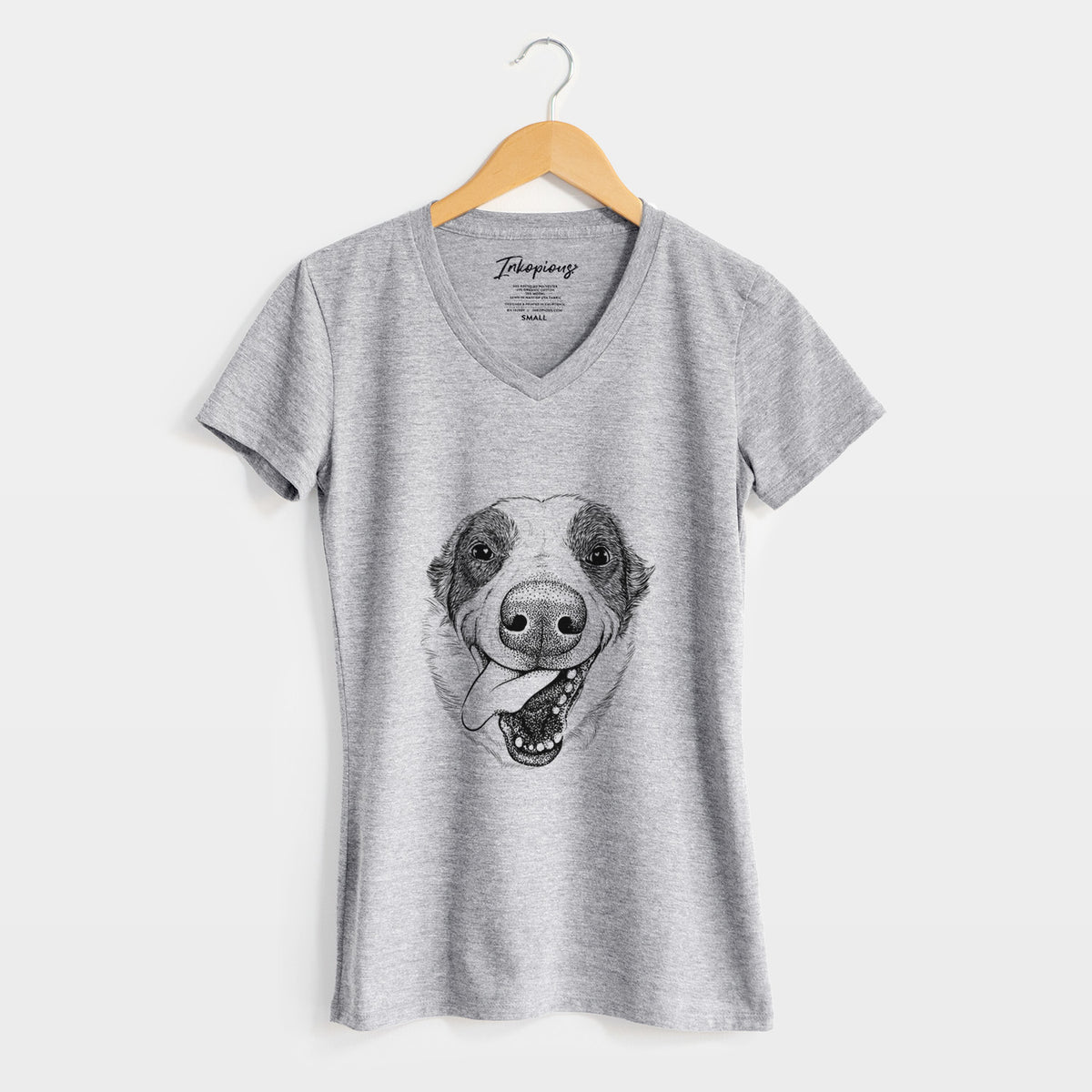 Bare Elwood the Border Collie - Women's V-neck Shirt